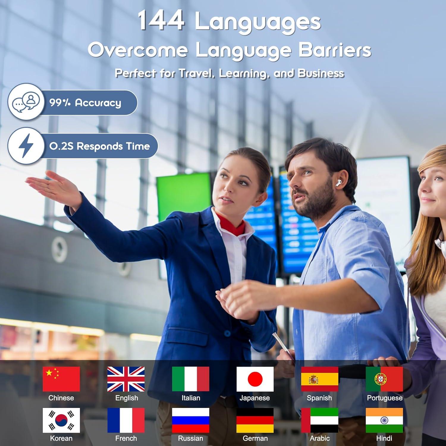 Auriculares de Traducción AI Lisiearoo 144 Idiomas Bluetooth 5.4