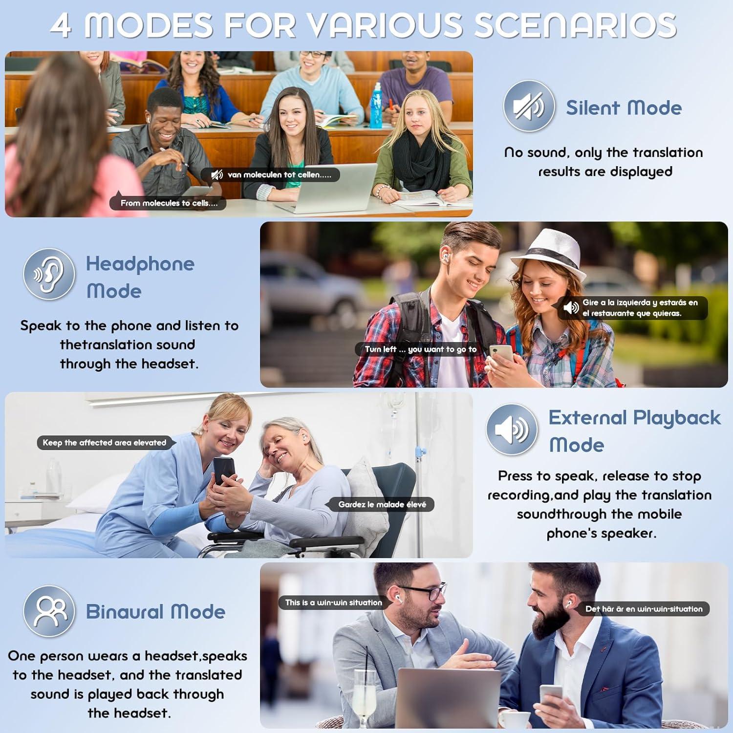 Auriculares de Traducción AI Lisiearoo 144 Idiomas Bluetooth 5.4