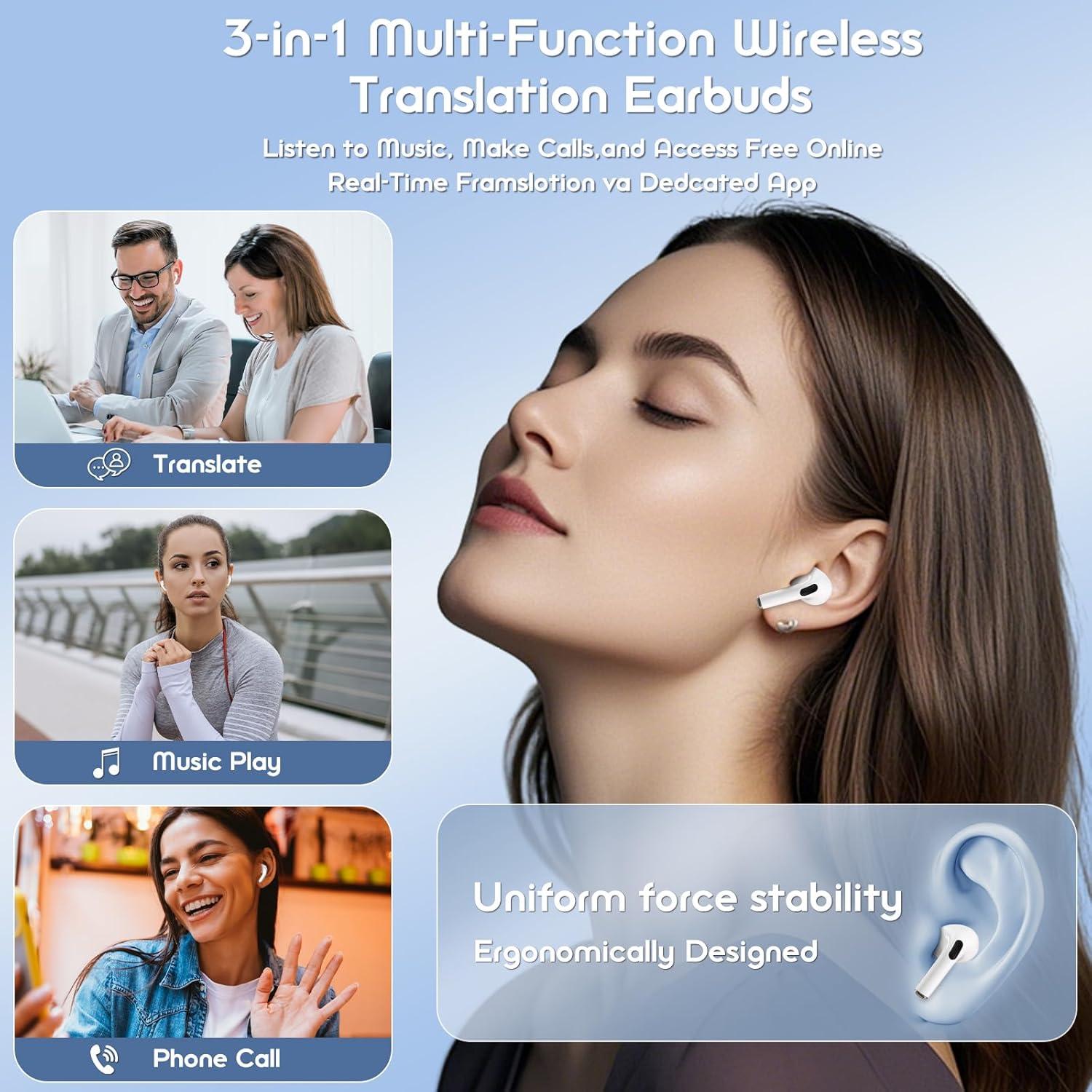 Auriculares de Traducción AI Lisiearoo 144 Idiomas Bluetooth 5.4