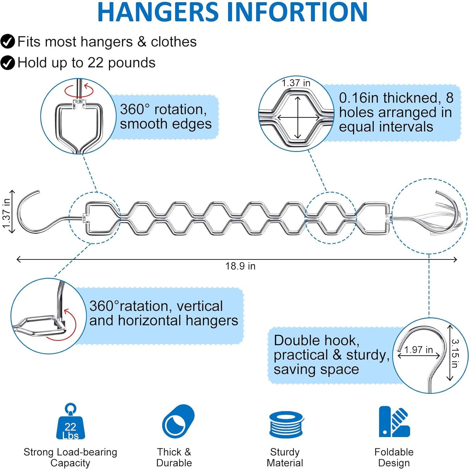 Paquete de 3 perchas ahorradoras Besslly metal negro 10 kg
