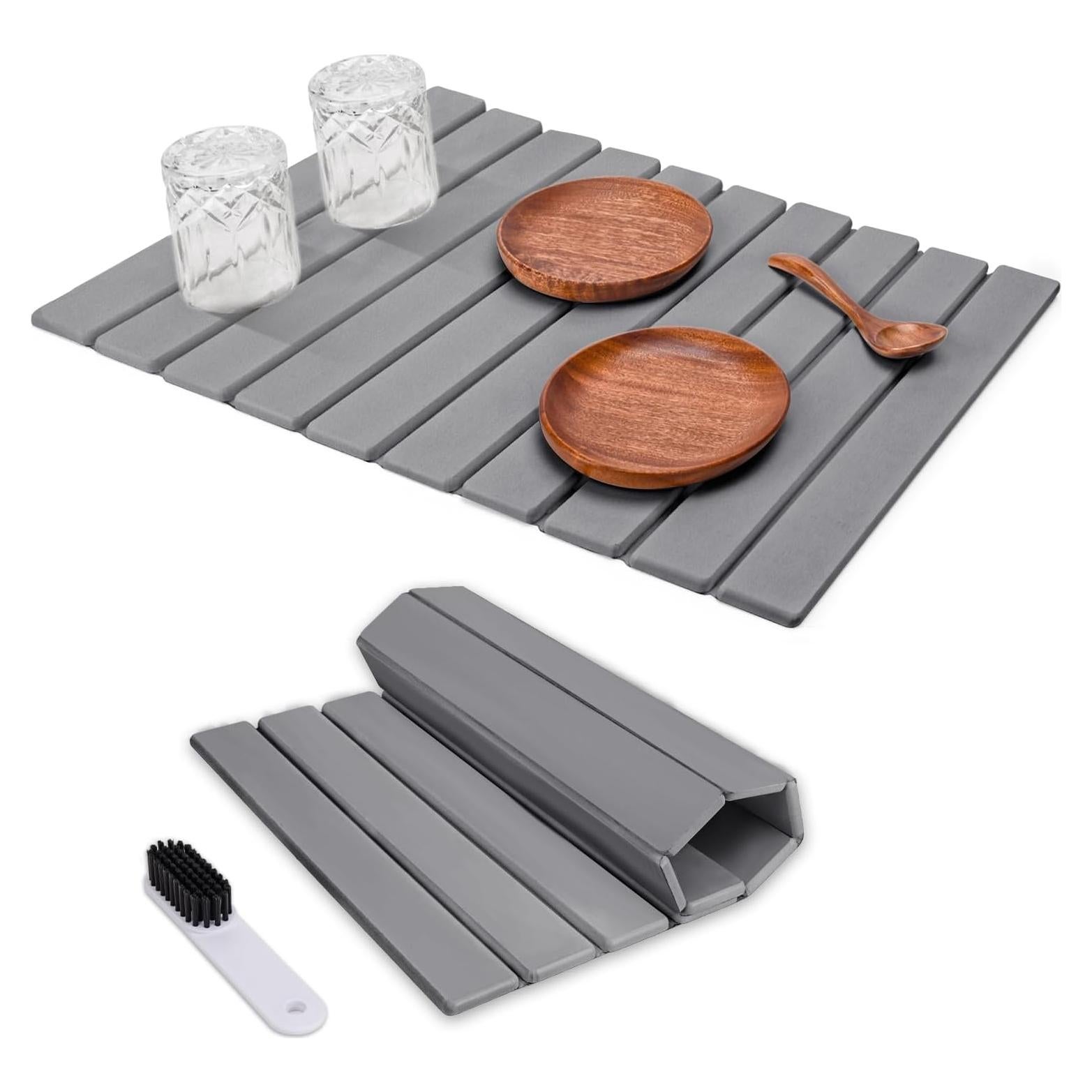 Alfombrilla de Secado Plegable de Piedra Diatomácea Gris 61x40.6 cm