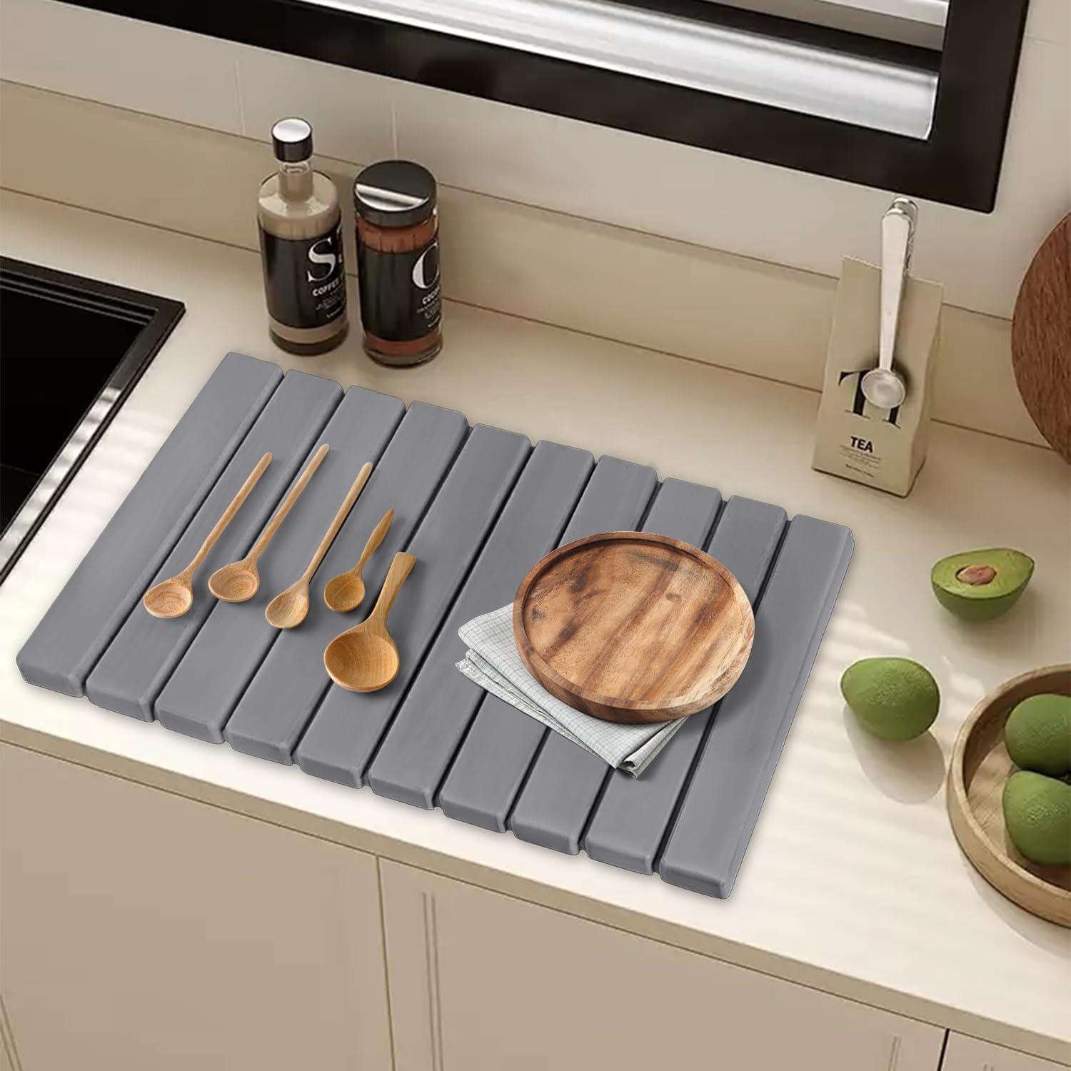 Alfombrilla de Secado Plegable de Piedra Diatomácea Gris 61x40.6 cm