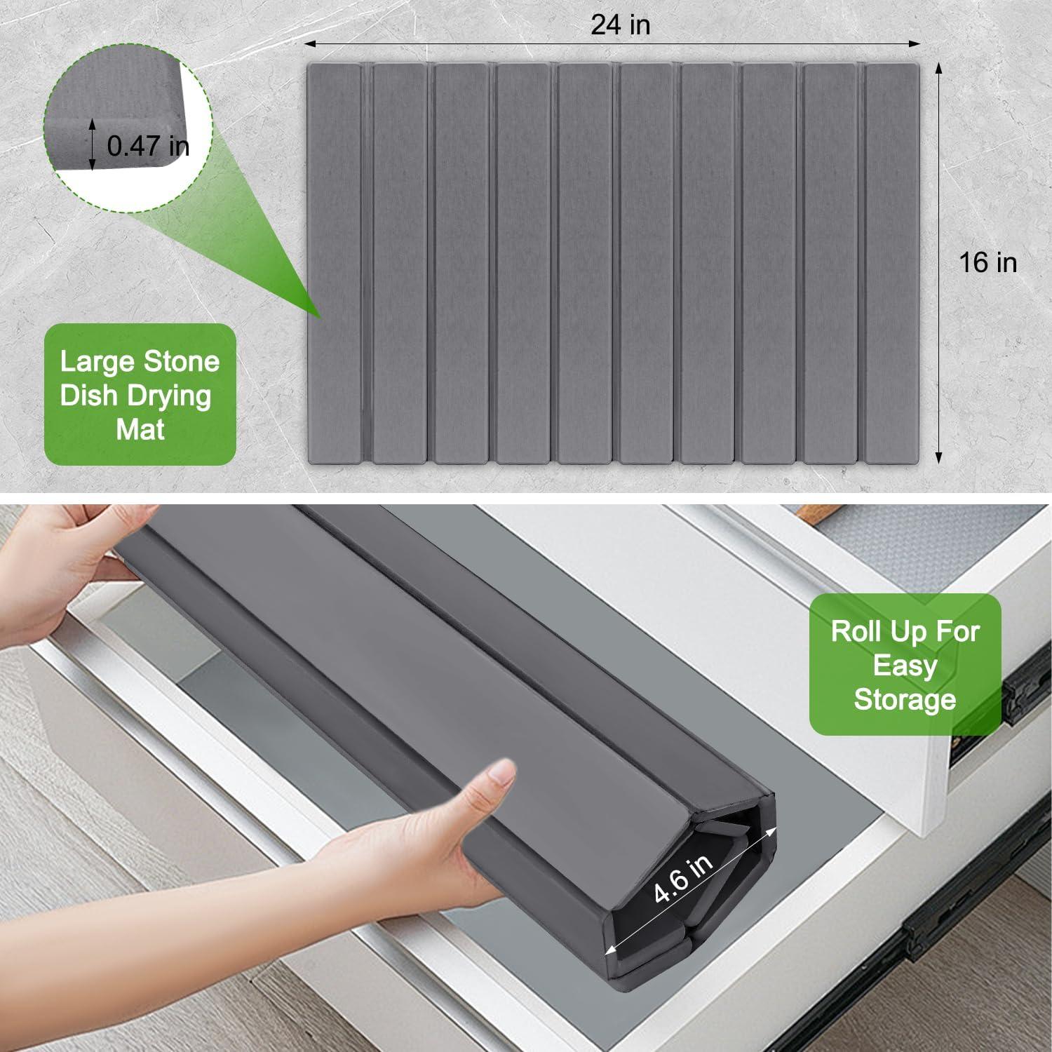 Alfombrilla de Secado Plegable de Piedra Diatomácea Gris 61x40.6 cm