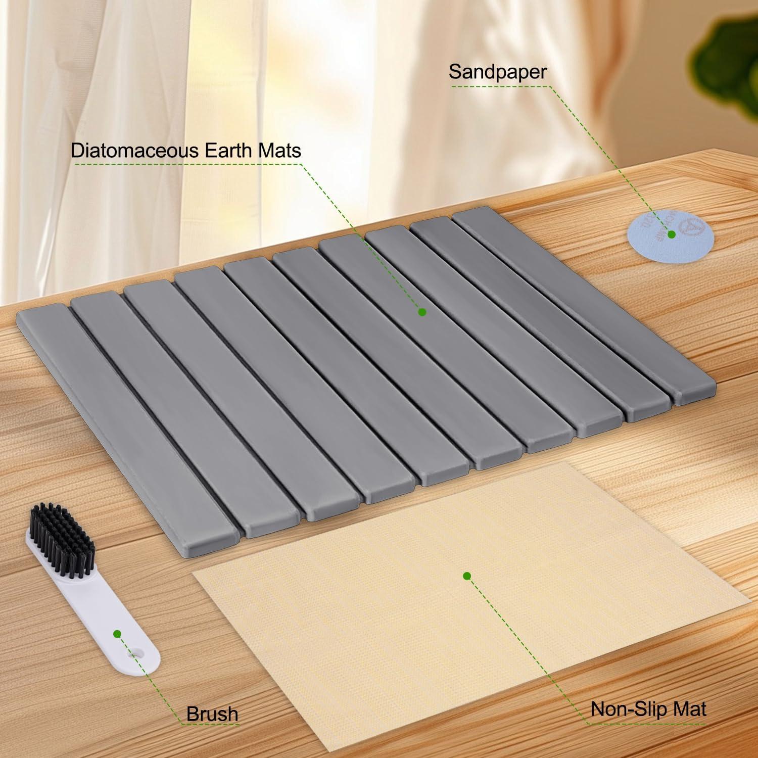 Alfombrilla de Secado Plegable de Piedra Diatomácea Gris 61x40.6 cm