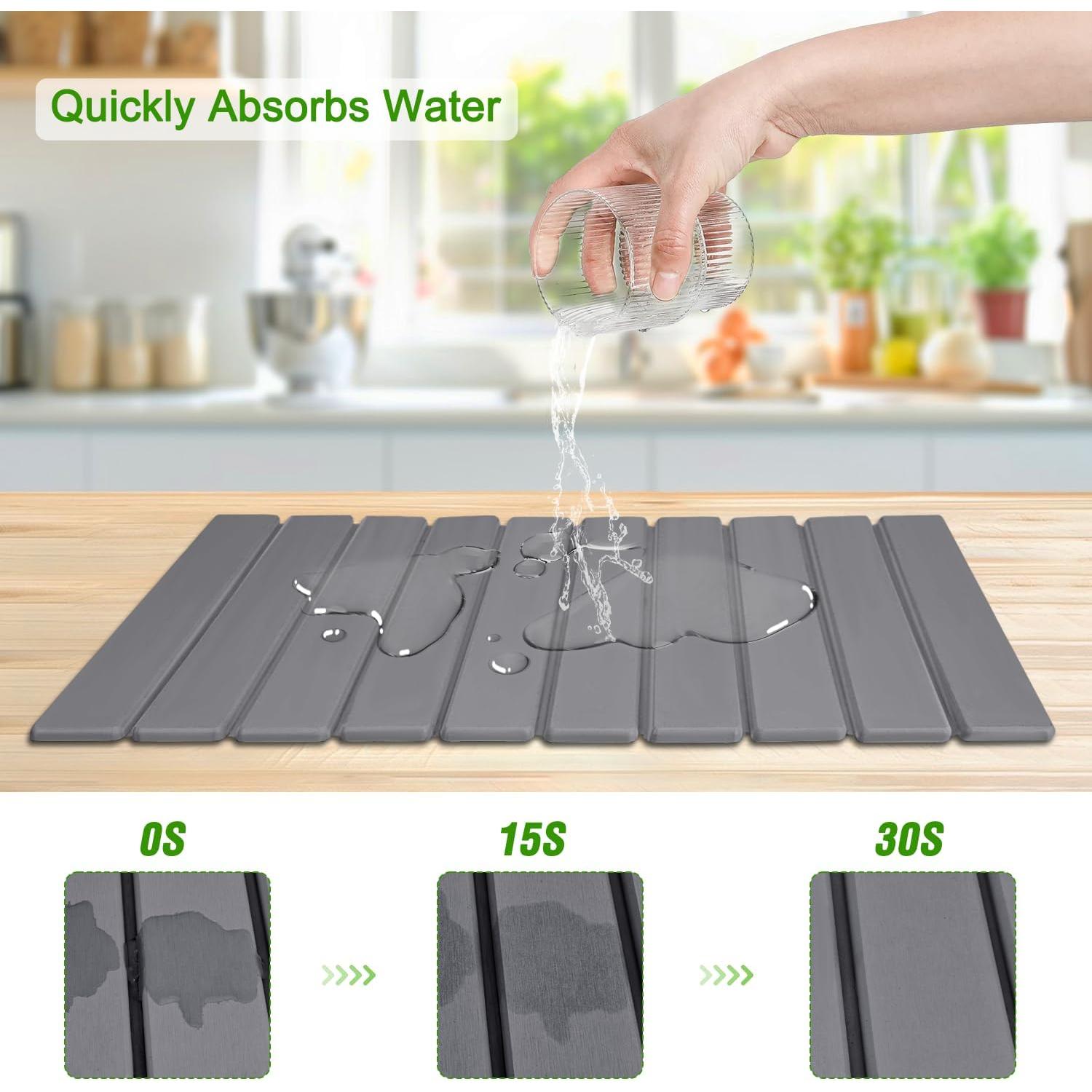 Alfombrilla de Secado Plegable de Piedra Diatomácea Gris 61x40.6 cm