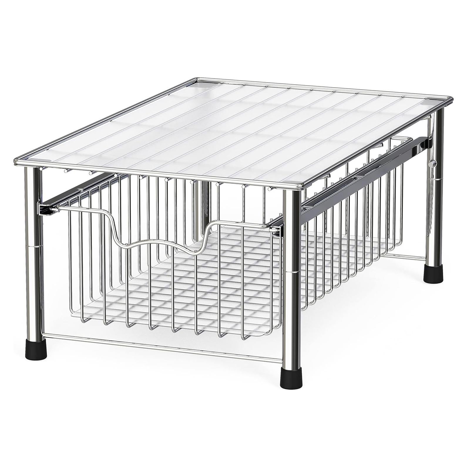 Cesta Apilable Simple Houseware de Metal Cromo 42.7x27.7x19.1cm