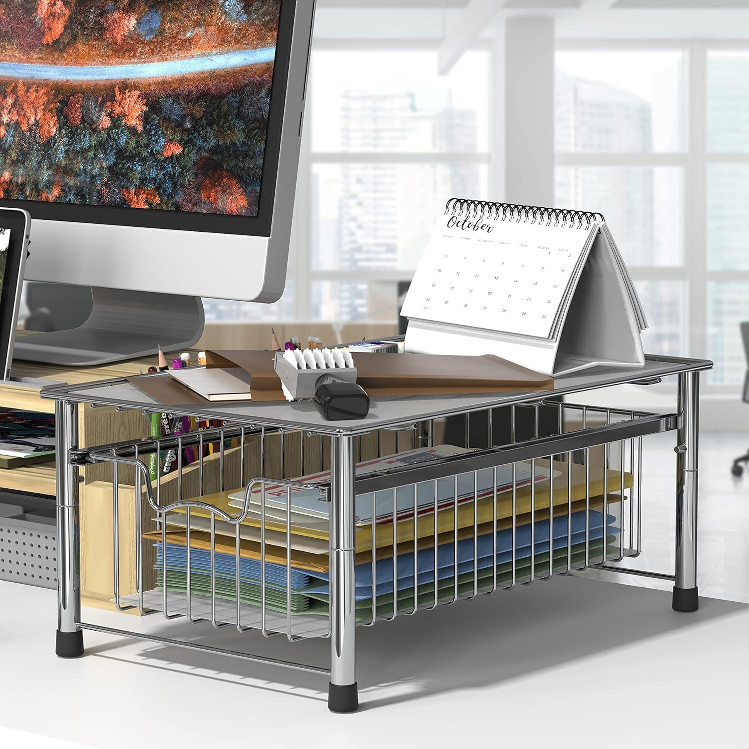 Cesta Apilable Simple Houseware de Metal Cromo 42.7x27.7x19.1cm