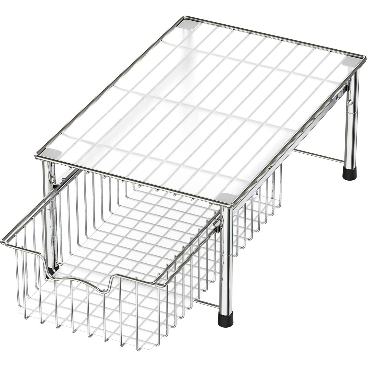 Cesta Apilable Simple Houseware de Metal Cromo 42.7x27.7x19.1cm