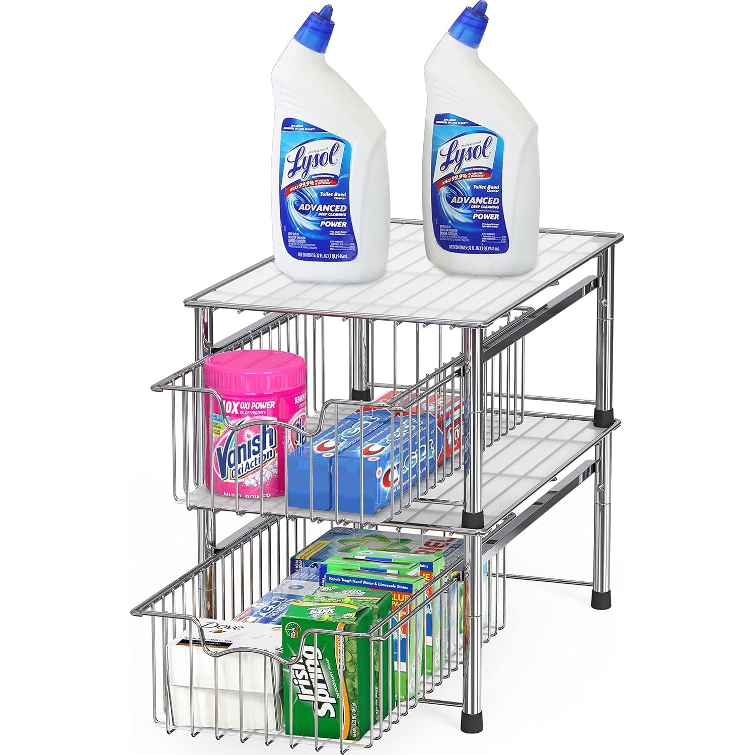 Cesta Apilable Simple Houseware de Metal Cromo 42.7x27.7x19.1cm