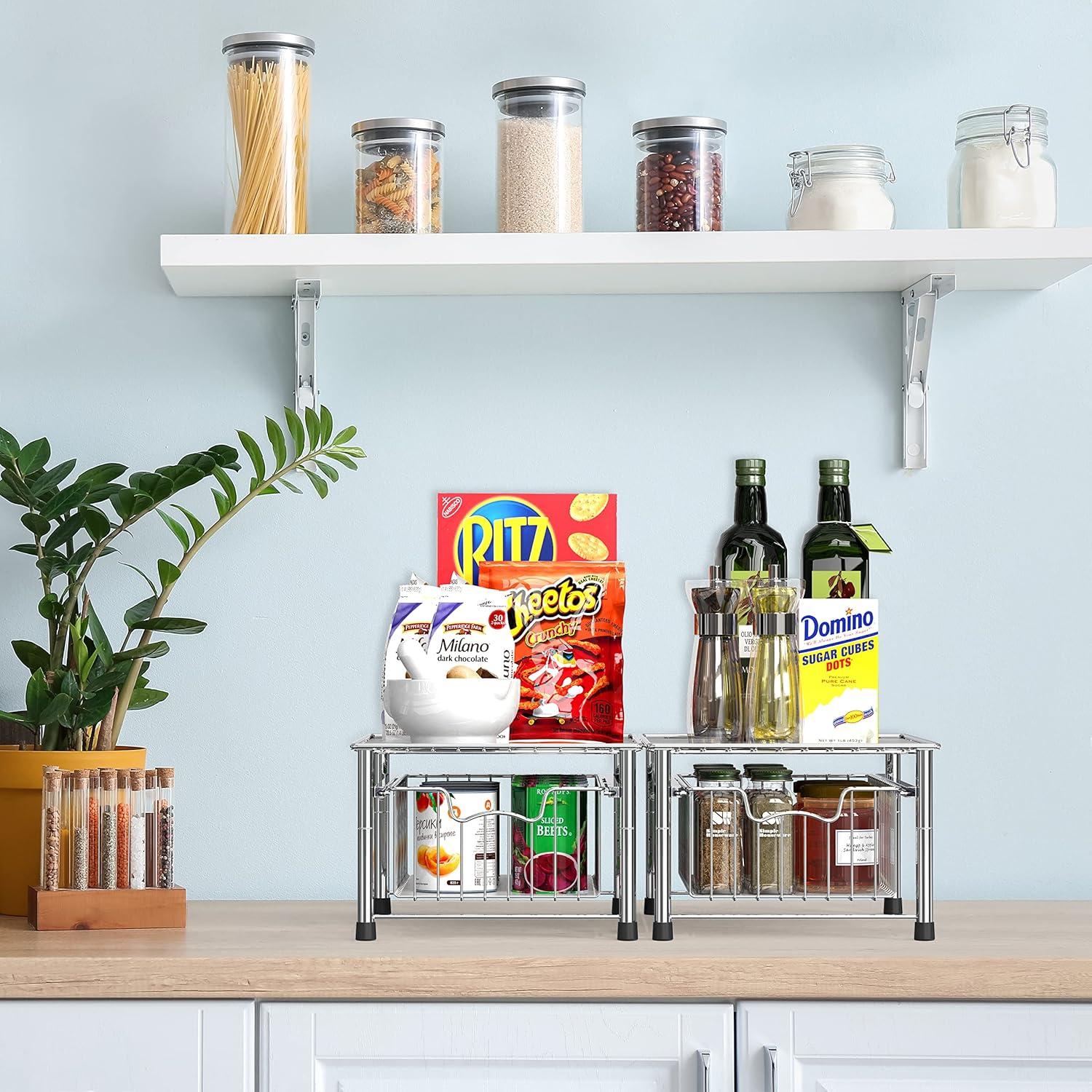 Cesta Apilable Simple Houseware de Metal Cromo 42.7x27.7x19.1cm