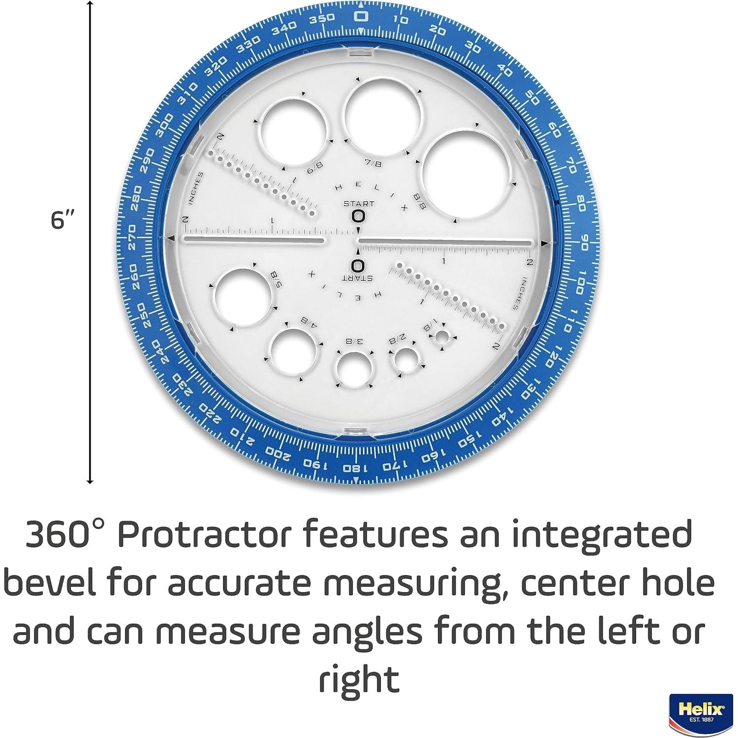 Fabricante de Ángulos y Círculos Helix 15 cm con Plantillas