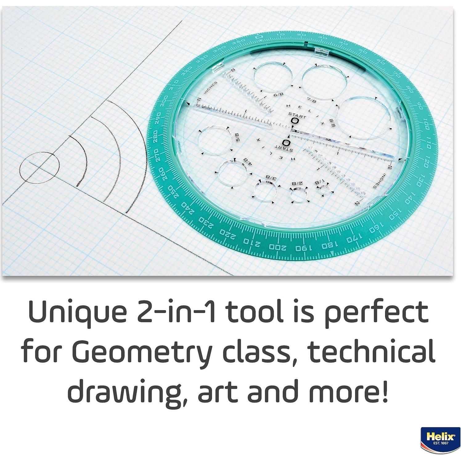 Fabricante de Ángulos y Círculos Helix 15 cm con Plantillas