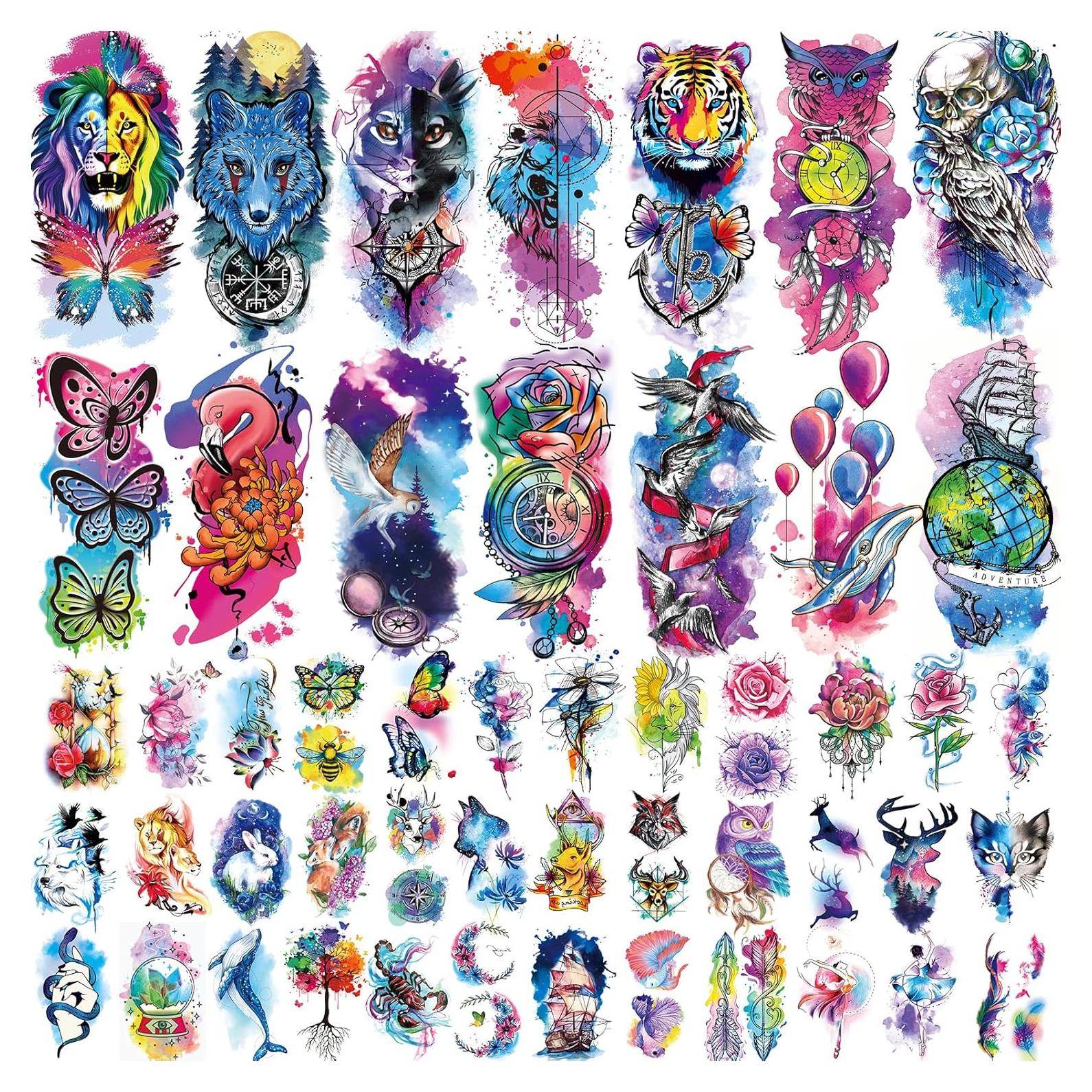 86 Hojas Tatuajes Temporales JEEFONNA Impermeables Realistas