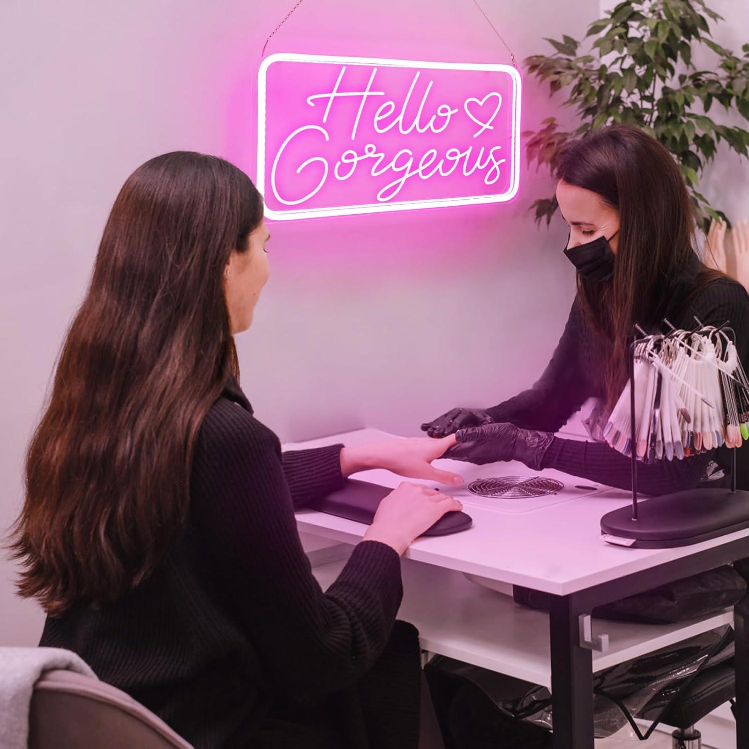 Señal de Neón Rosa Hola Hermosa WELLTODO 40.5x22.2cm LED