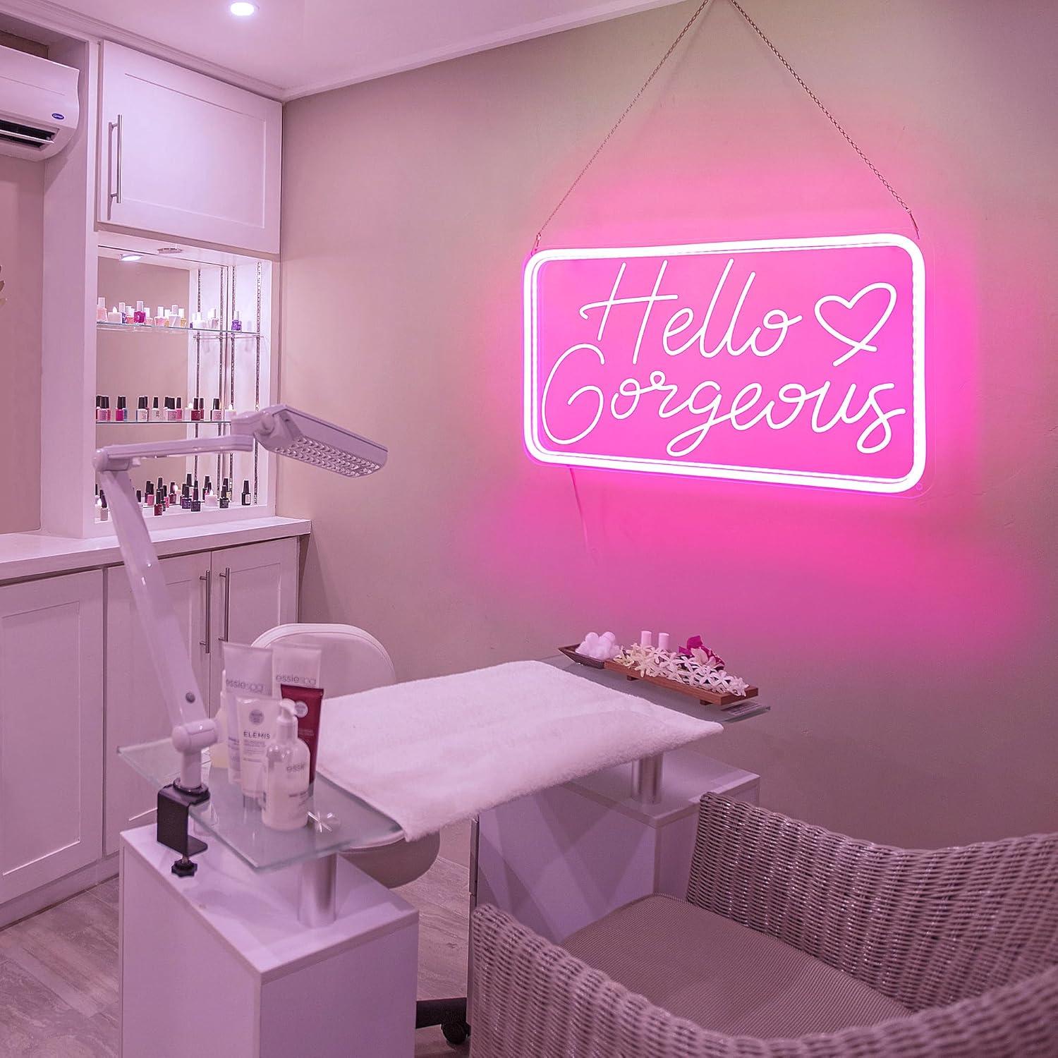 Señal de Neón Rosa Hola Hermosa WELLTODO 40.5x22.2cm LED