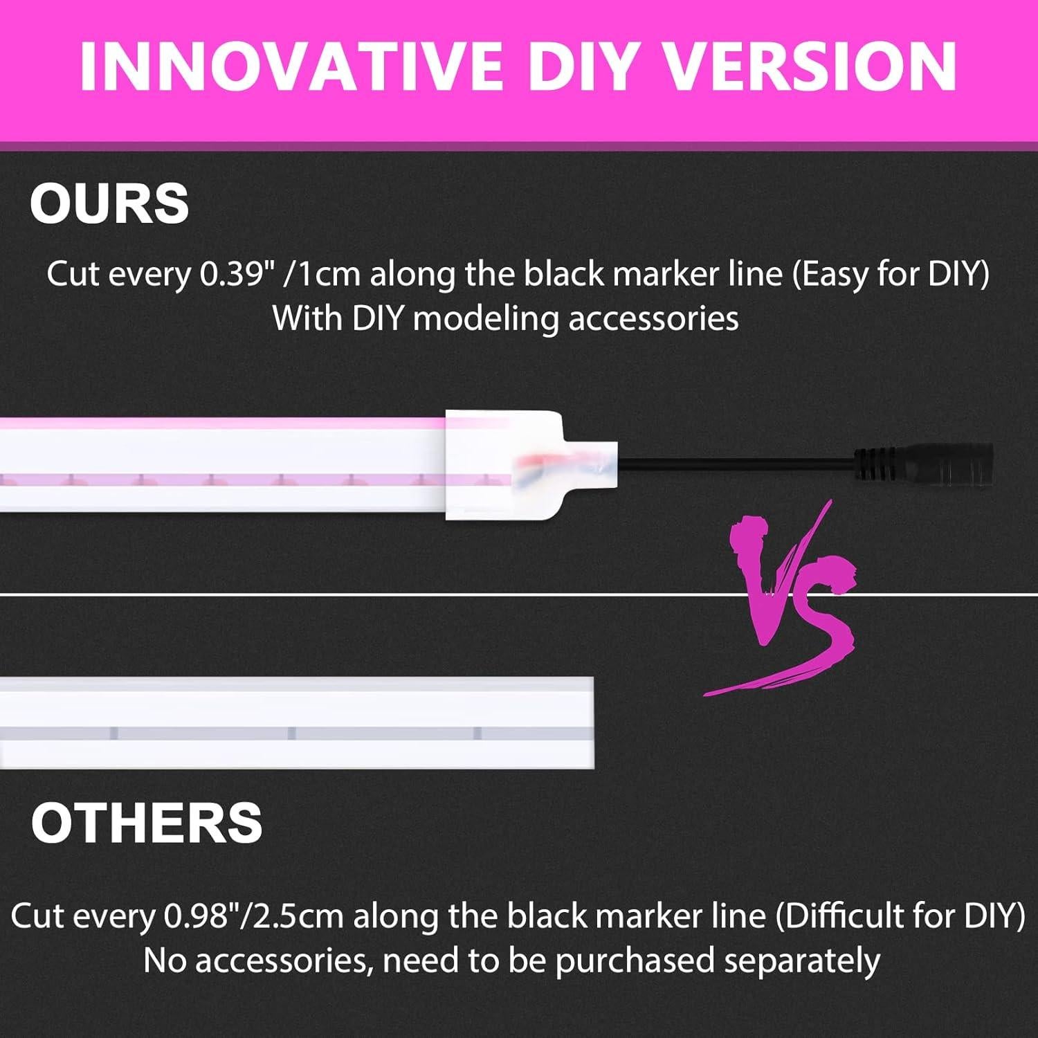 Tira LED Neón Flexible Lamomo 5m Rosa Impermeable 12V