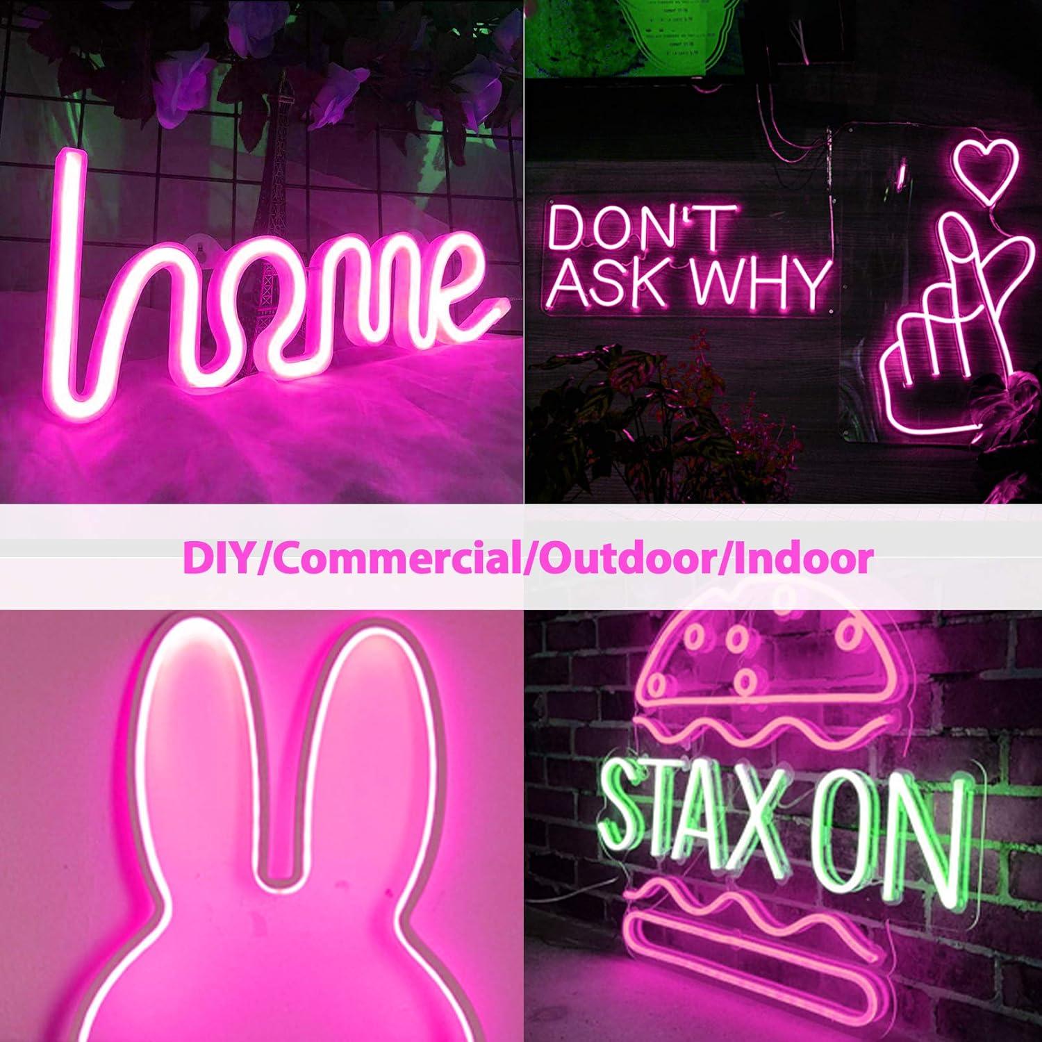 Tira LED Neón Flexible Lamomo 5m Rosa Impermeable 12V