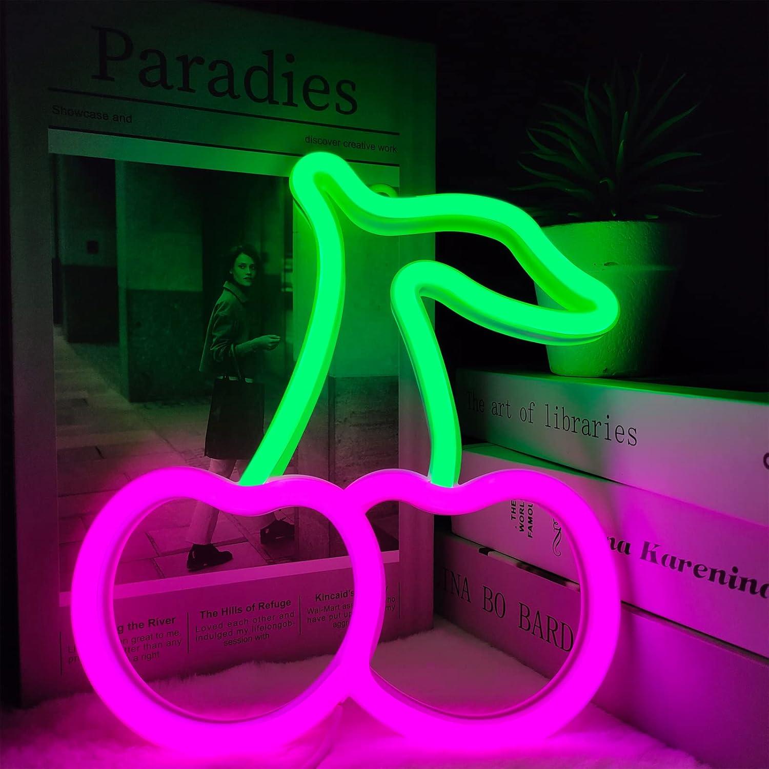 Letrero de Neón Cereza BK-Neon Life 57x19 cm LED Decorativo