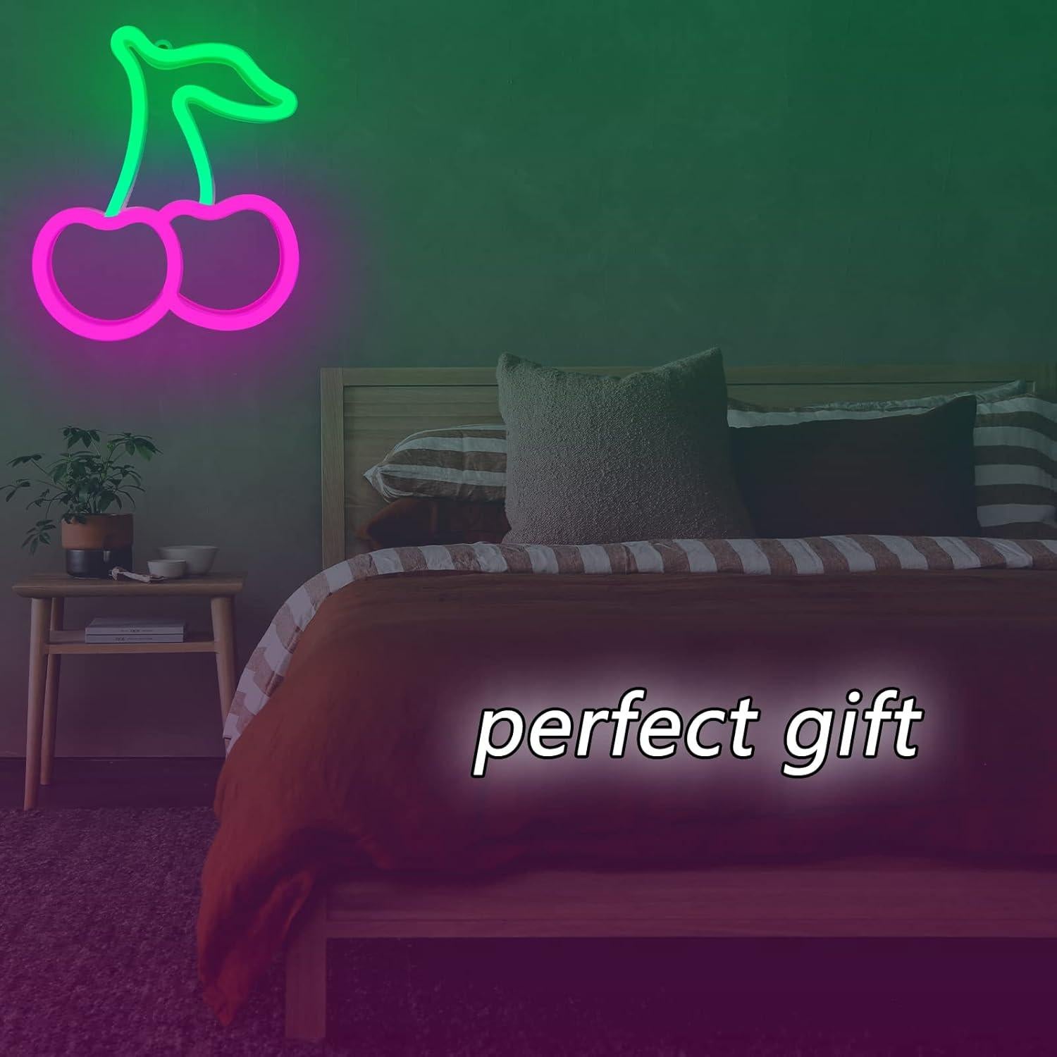 Letrero de Neón Cereza BK-Neon Life 57x19 cm LED Decorativo