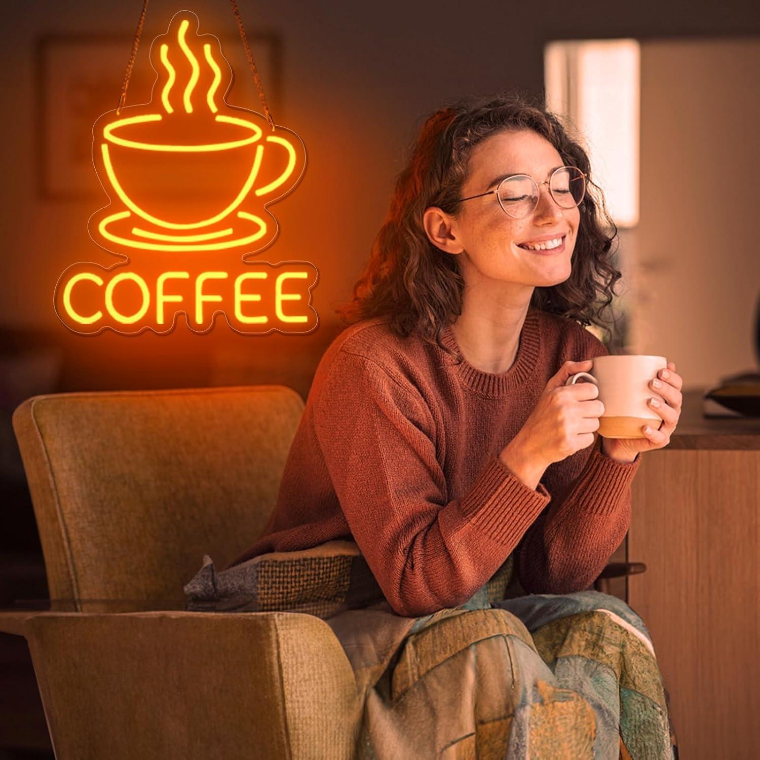 Luz de Neón de Café Basaneon Dimmable USB 15.7x32.5cm