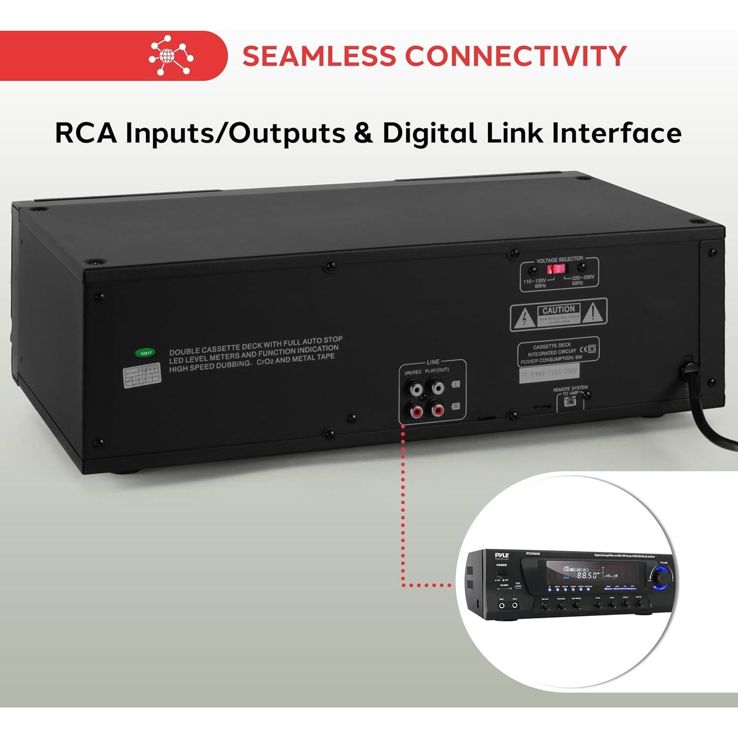 Reproductor de Doble Cassette Pyle Home PT649D 110V/220V