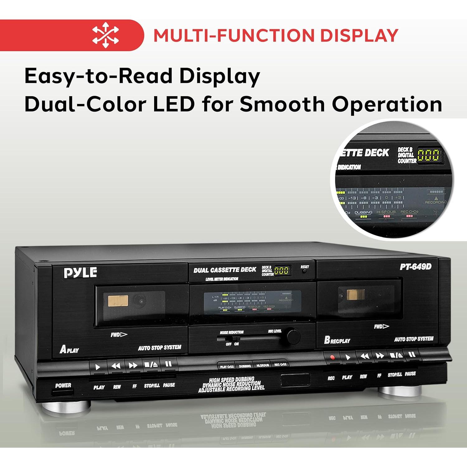 Reproductor de Doble Cassette Pyle Home PT649D 110V/220V