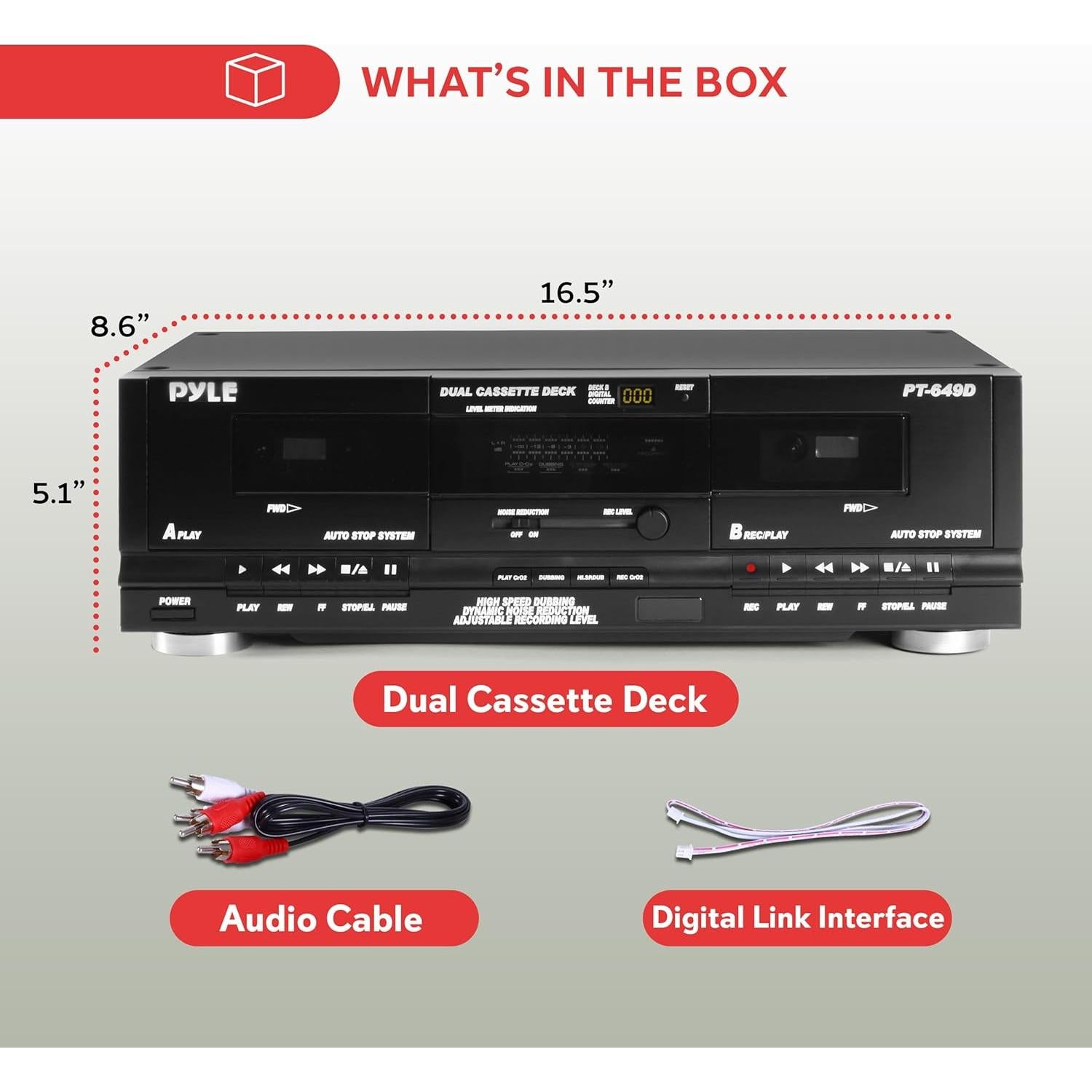 Reproductor de Doble Cassette Pyle Home PT649D 110V/220V