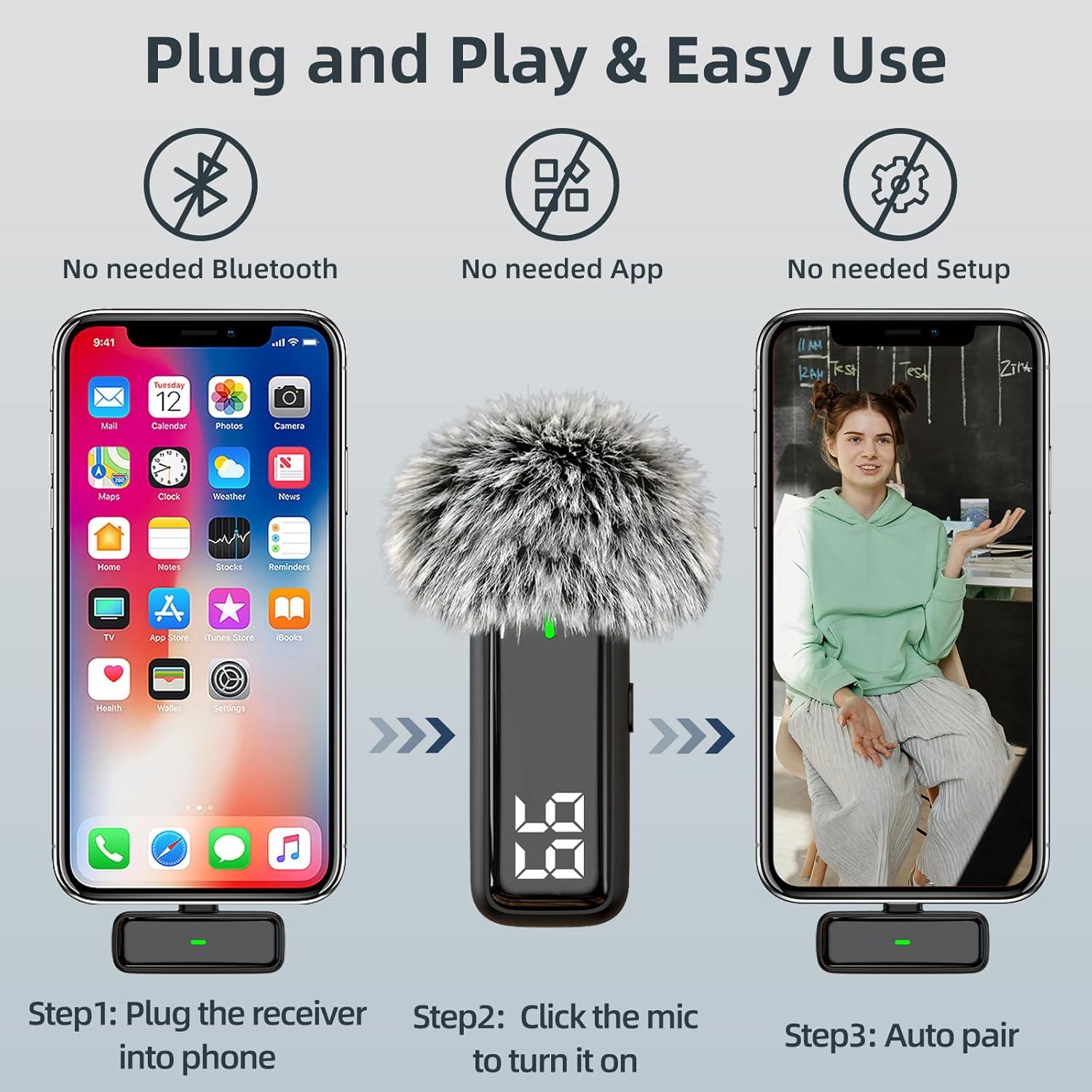 Micrófono Lavalier Inalámbrico OUWEALY para iPhone 14/13/12/11