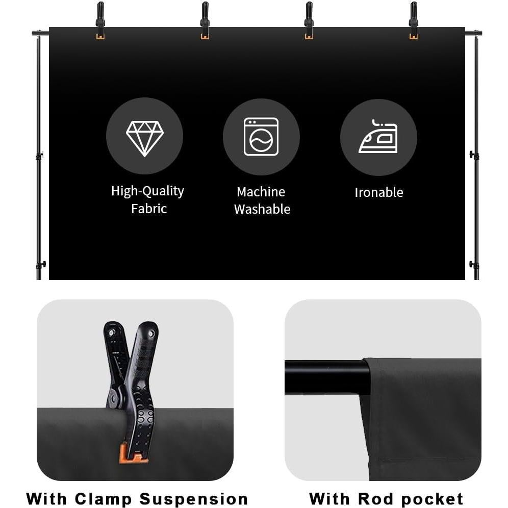 10X12ft Black Backdrop, LCUIRC Photo Backdrop Curtain Polyester Background for Portraits Pet Photoshoot and Birthday Party Halloween Decoration