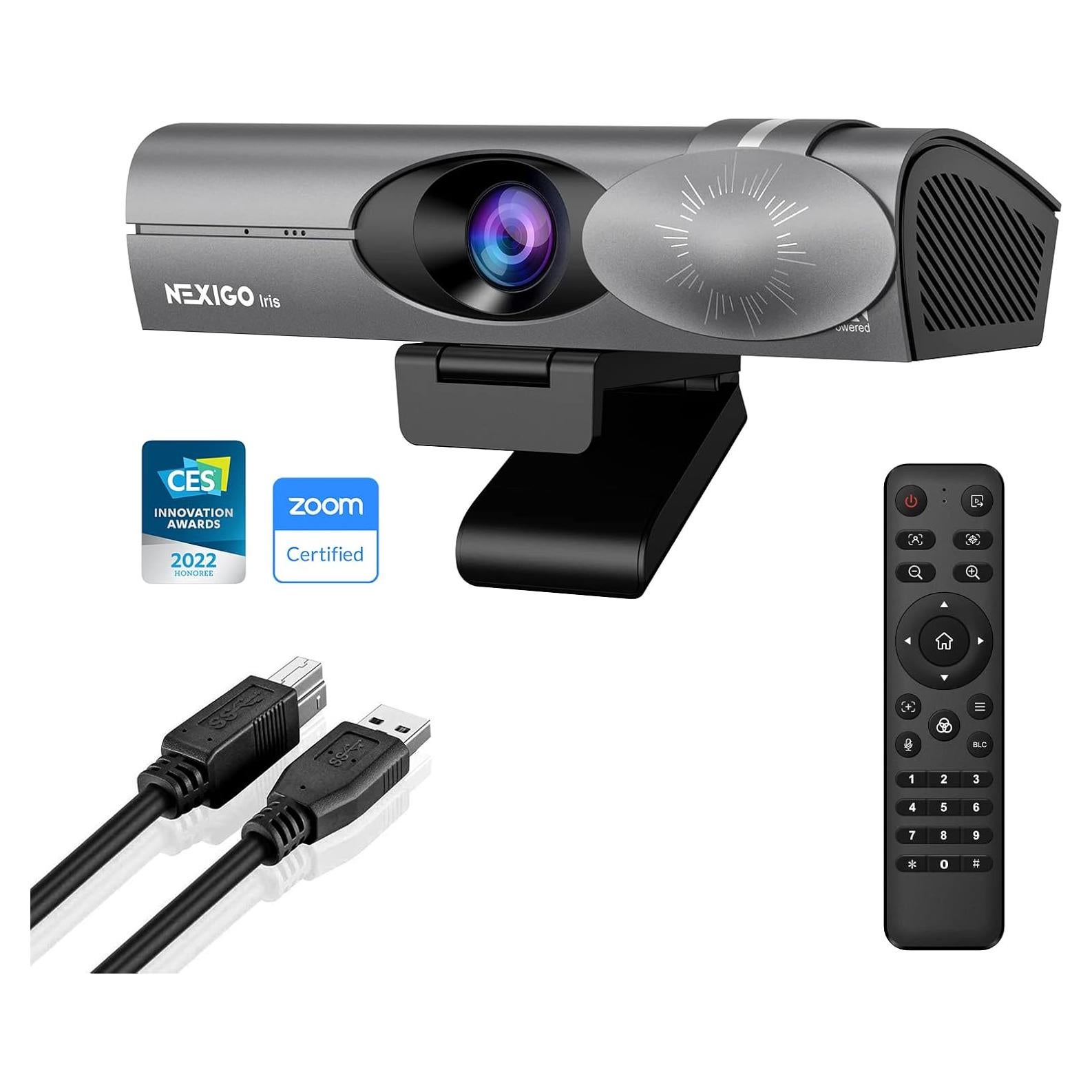 Webcam 4K NexiGo Iris con Sensor Sony, AI y Control Remoto