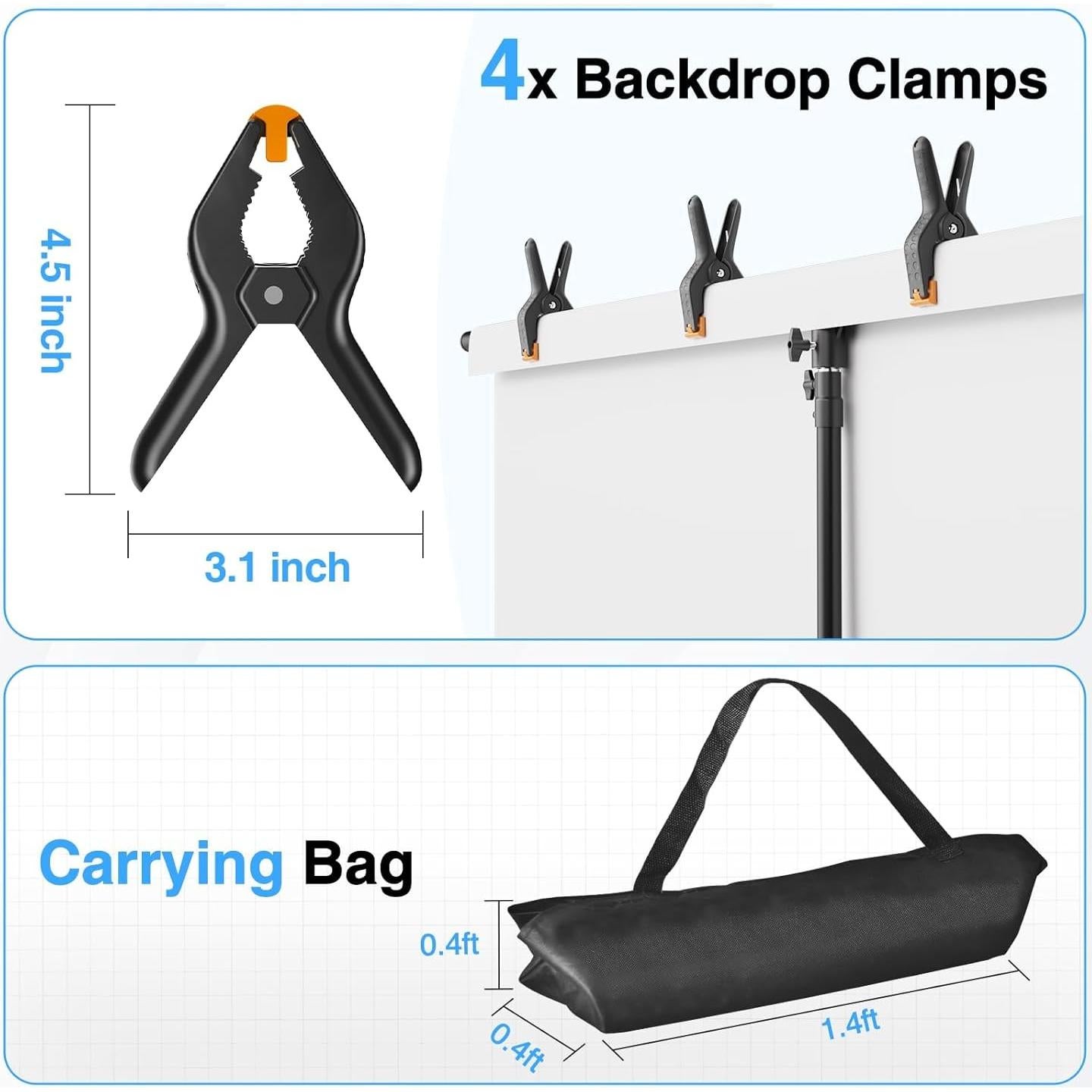 Soporte de Fondo Ajustable EMART 2.59x1.52m con Bolsa de Agua