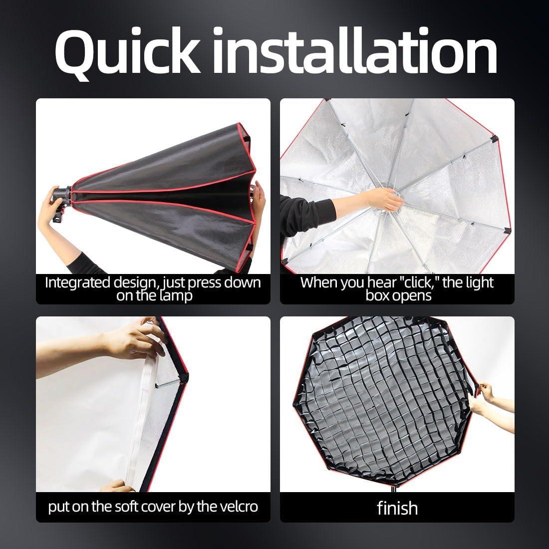 Kit de Iluminación Softbox Octagonal 95 cm 110W LED SHIRTAL