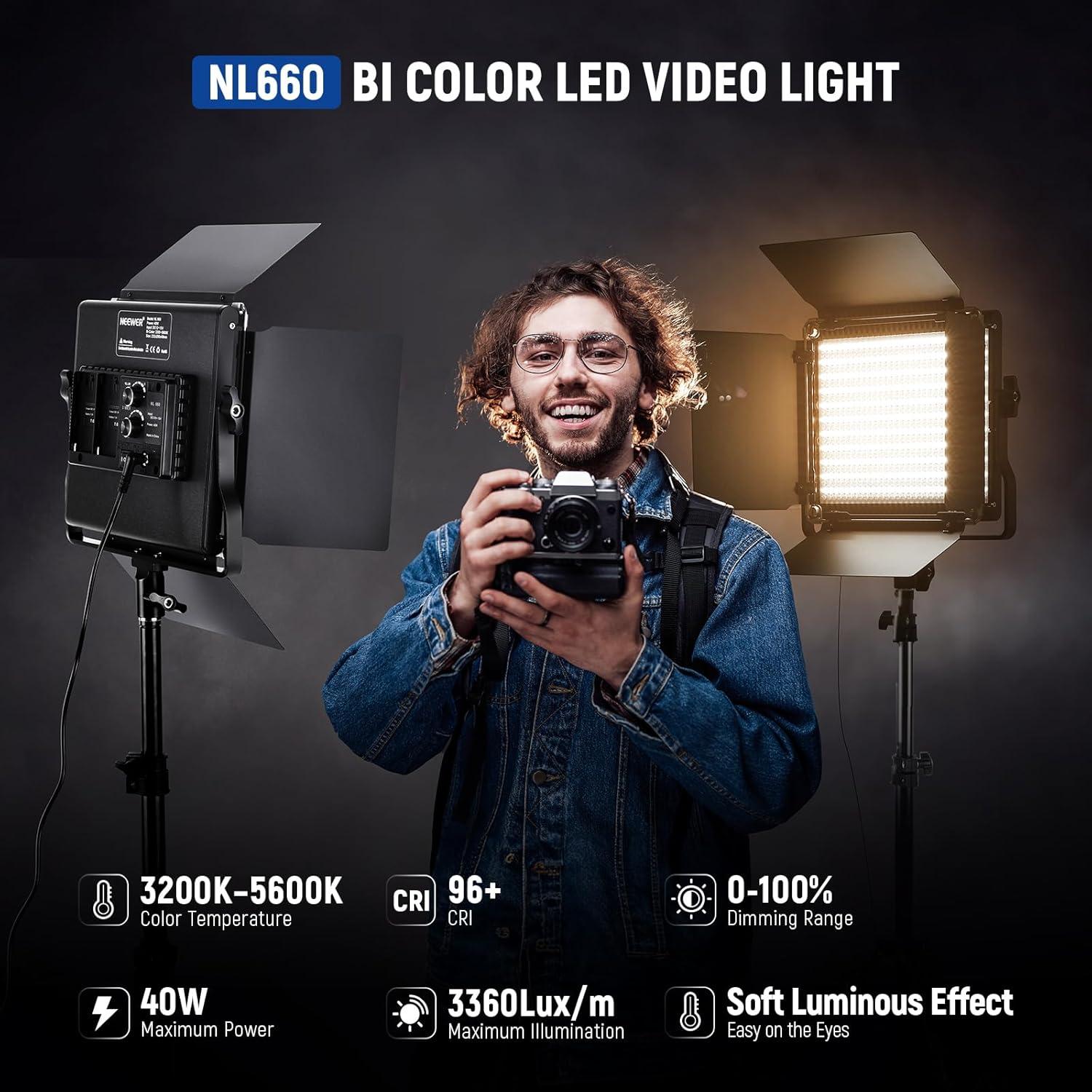 Luces LED Bi-Color NEEWER NL660 para Estudio y Video - 2 Pcs