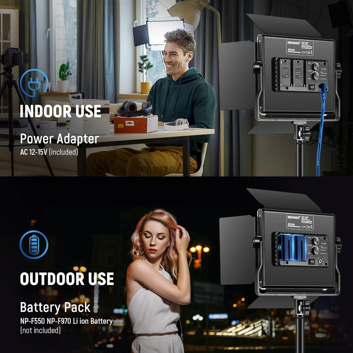 Luces LED Bi-Color NEEWER NL660 para Estudio y Video - 2 Pcs