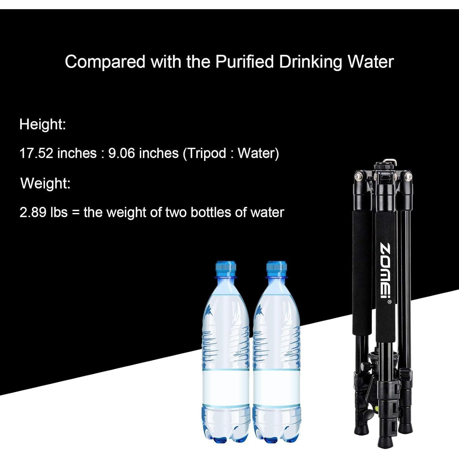 Zomei Q555 62.5'' Camera Tripod,Lightweight and Compact Aluminum Portable Travel Tripod with 360 Degree Ball Head for Vlog Nikon Canon Sony All DSLR and Digital Camera