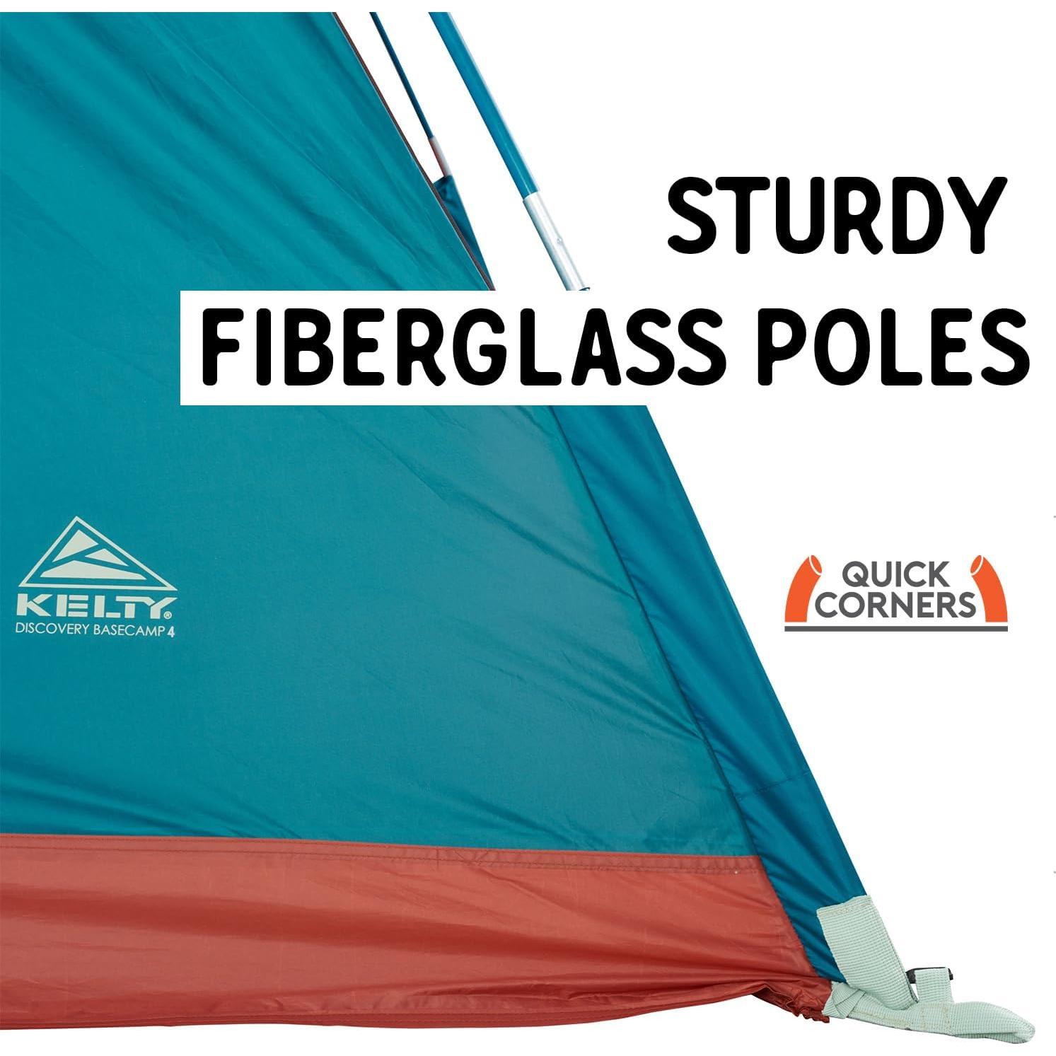 Kelty Discovery Basecamp Backpacking Tent, 4 or 6 Person Camping Backpacking Shelter, Large Capacity, Fast Setup and Easy Tear Down, Stuff Sack Included