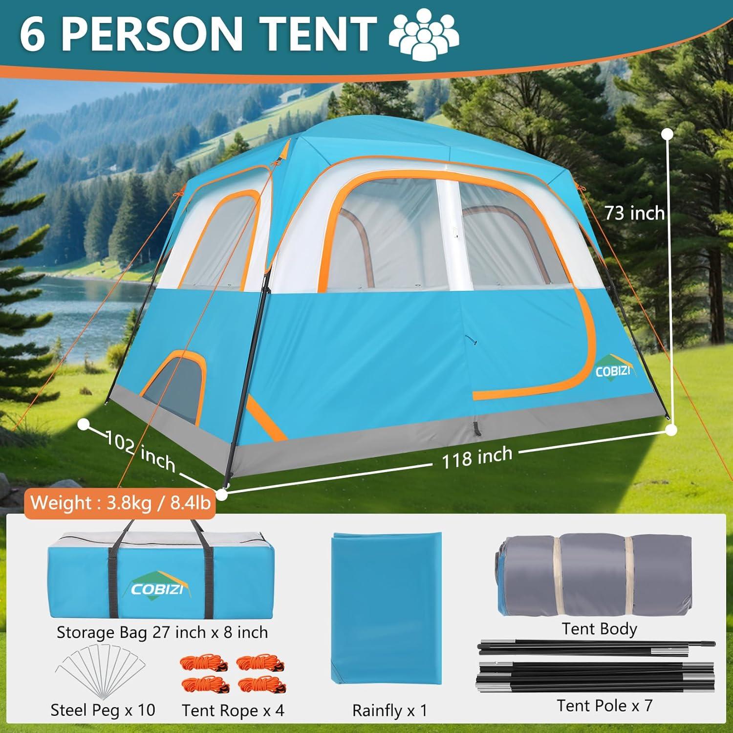 Carpa COBIZI para 6 Personas Impermeable 299.72x259.08cm
