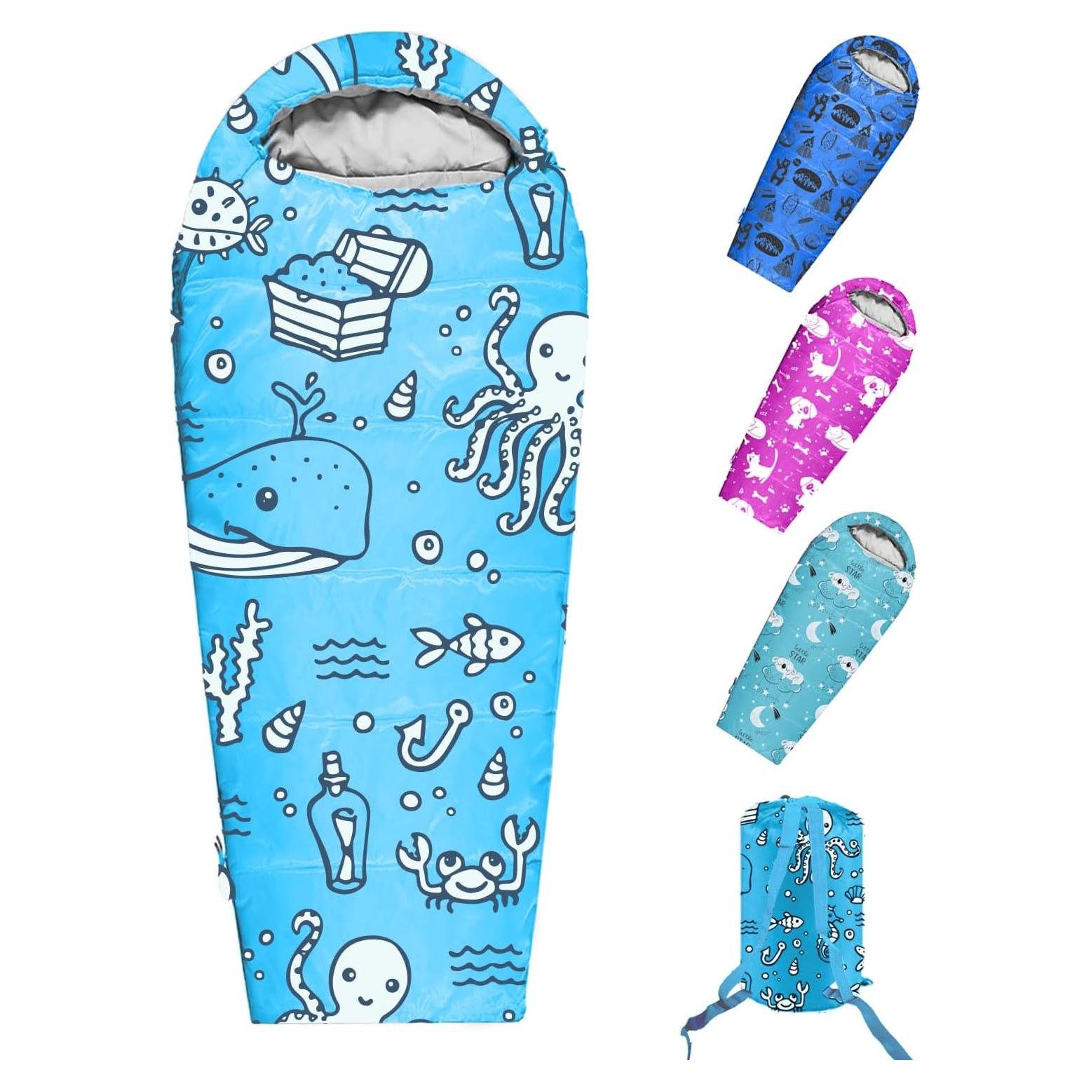 Saco de Dormir ANJ Outdoors Momia 4 Estaciones Niños Aqua