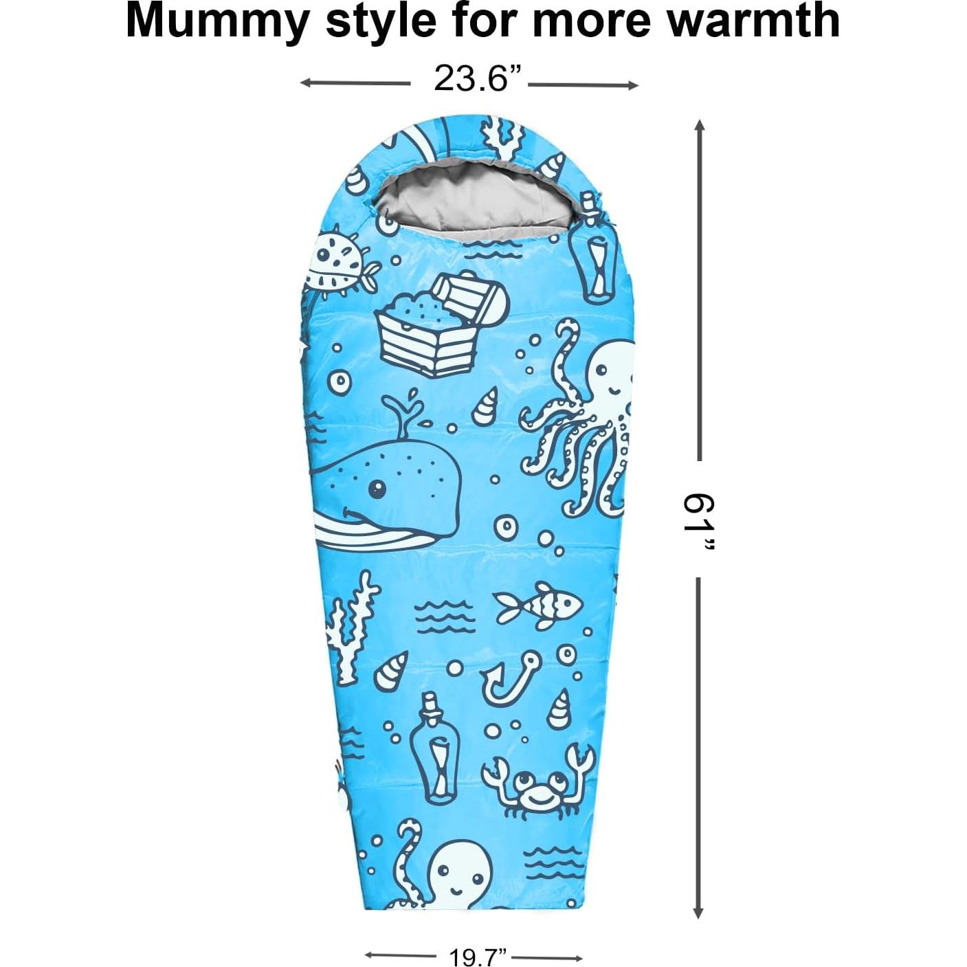 Saco de Dormir ANJ Outdoors Momia 4 Estaciones Niños Aqua