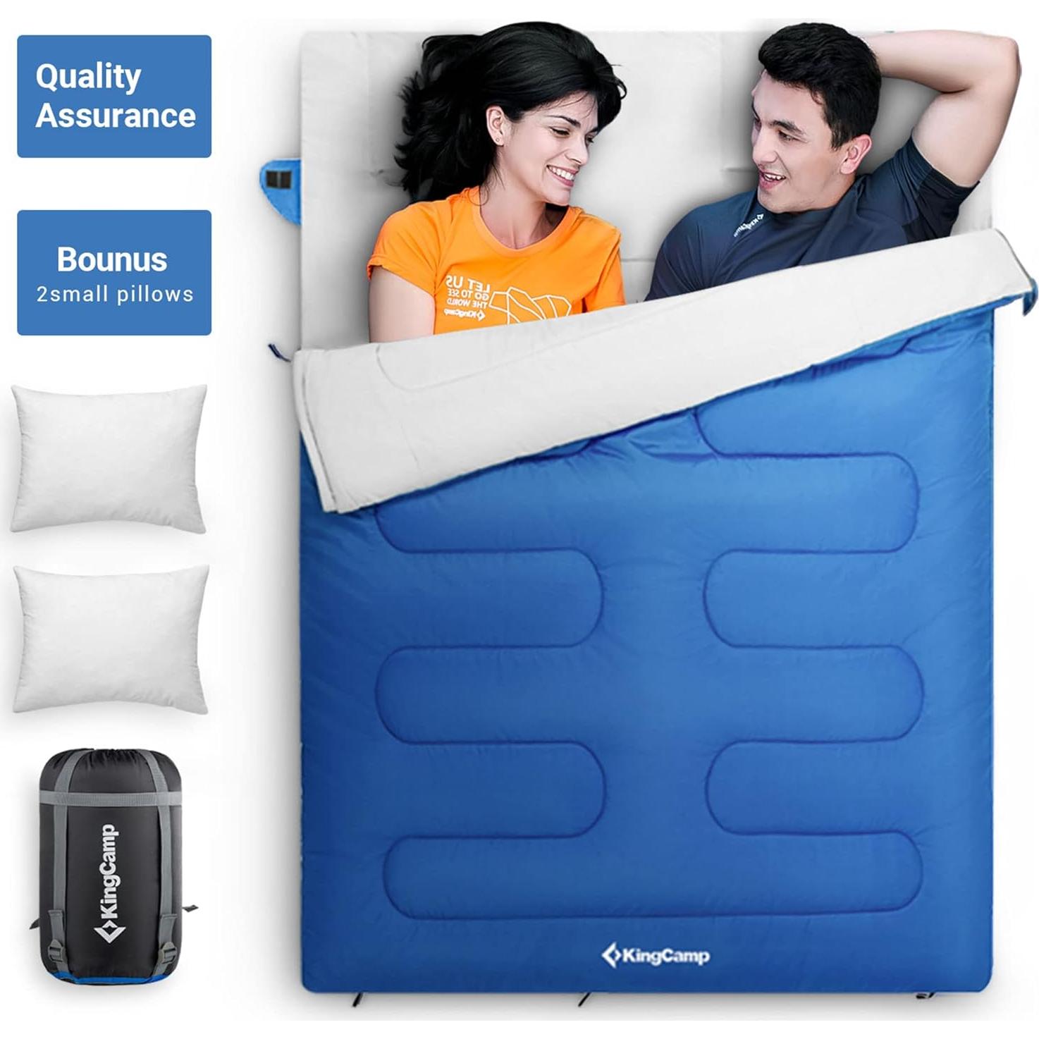 Saco de Dormir Doble KingCamp KS3143 Azul 220x150 cm 20°C