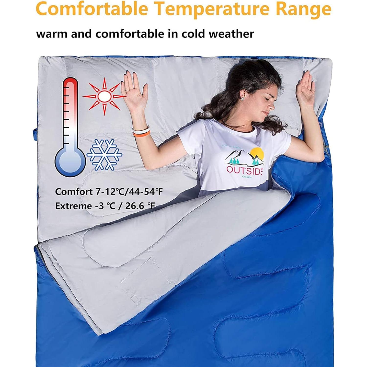 Saco de Dormir Doble KingCamp KS3143 Azul 220x150 cm 20°C