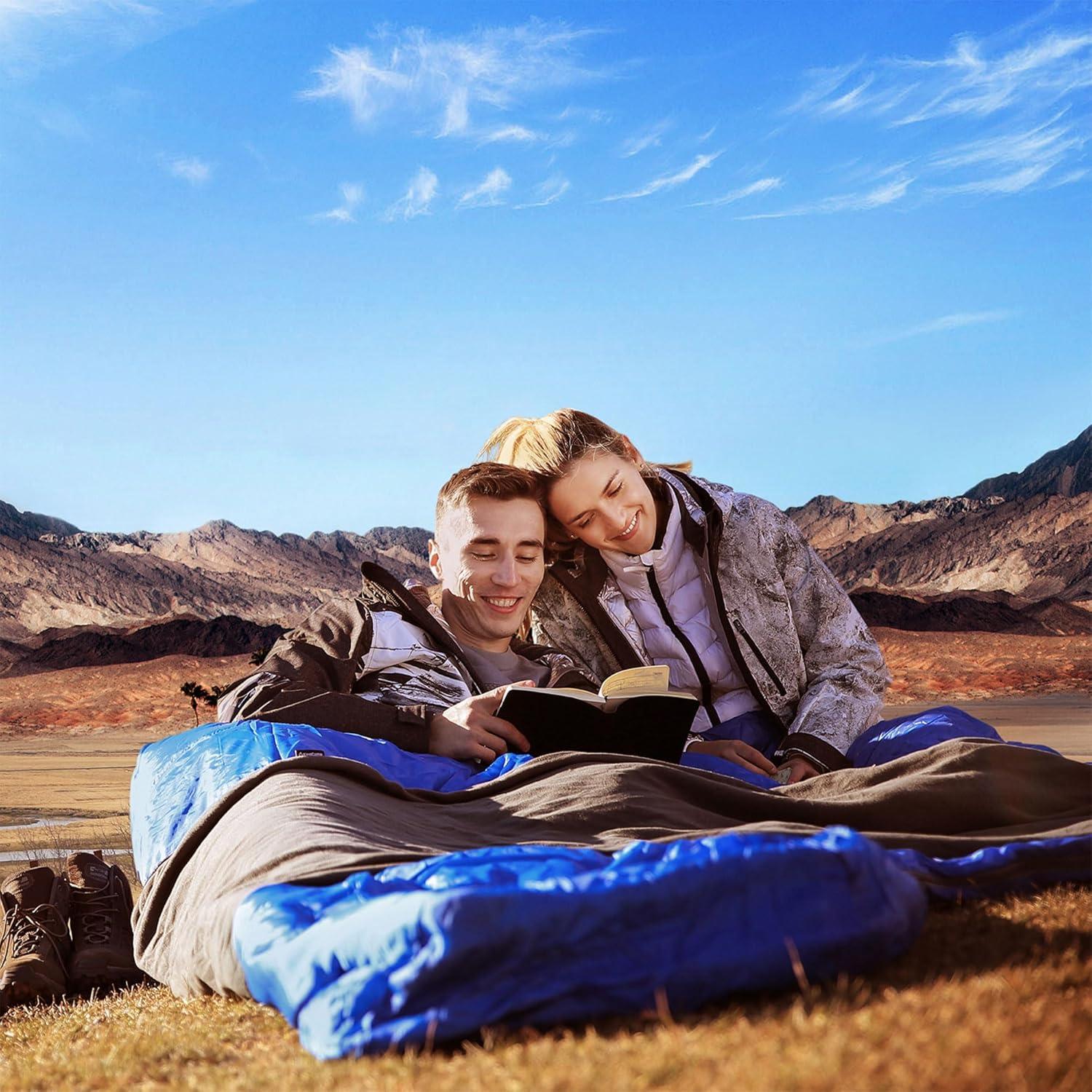 Saco de Dormir Doble KingCamp KS3143 Azul 220x150 cm 20°C