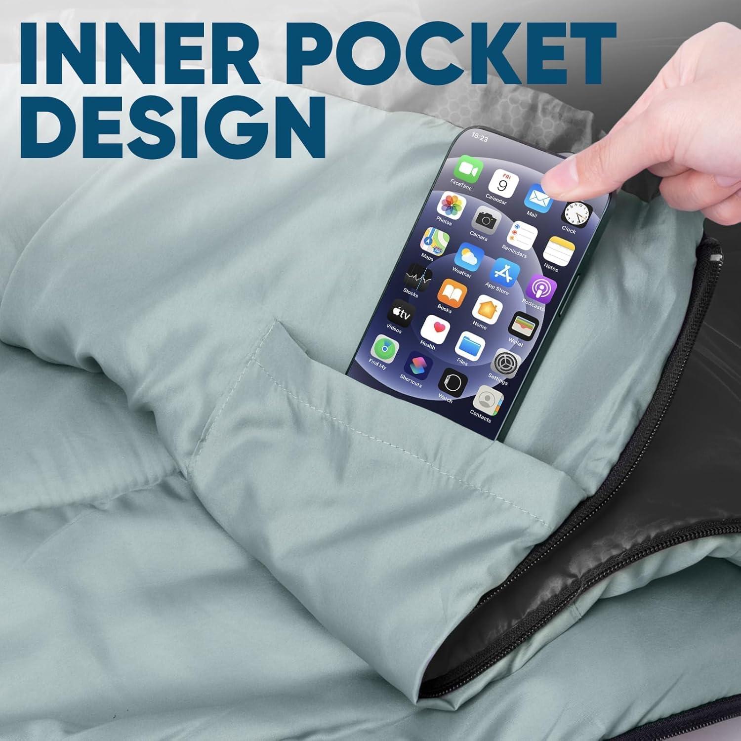 Saco de Dormir PTEROMY 220 cm Resistente al Agua para Adultos