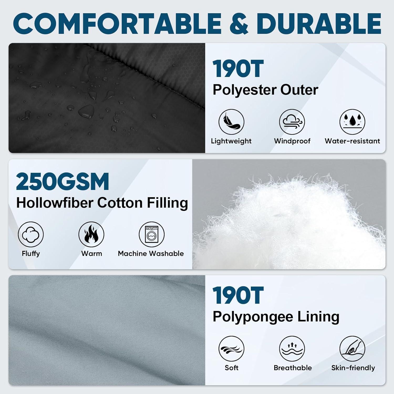 Saco de Dormir PTEROMY 220 cm Resistente al Agua para Adultos