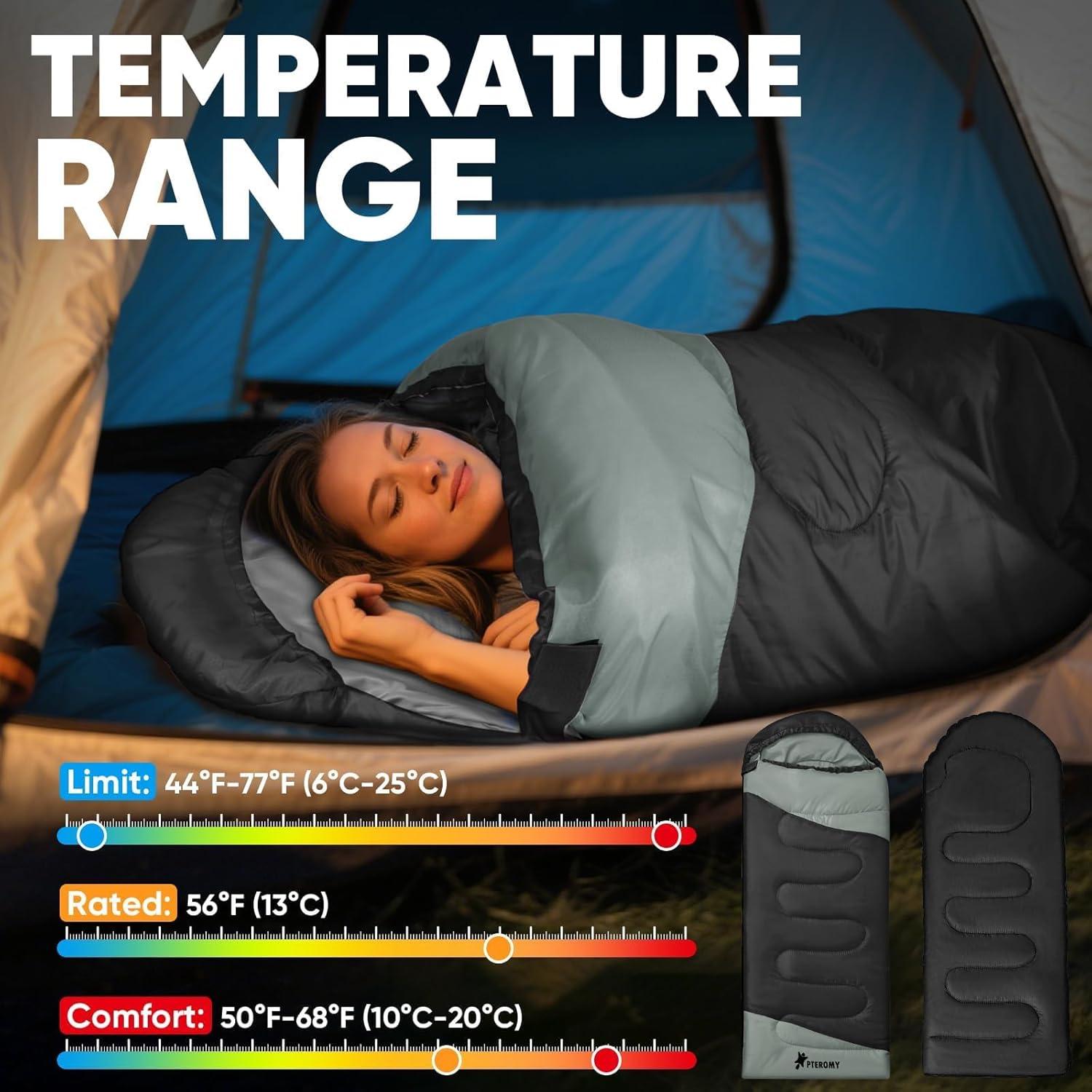 Saco de Dormir PTEROMY 220 cm Resistente al Agua para Adultos