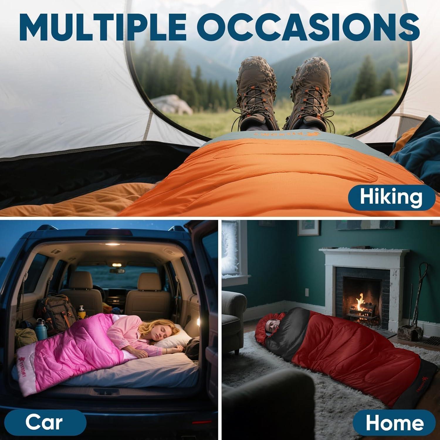 Saco de Dormir PTEROMY 220 cm Resistente al Agua para Adultos