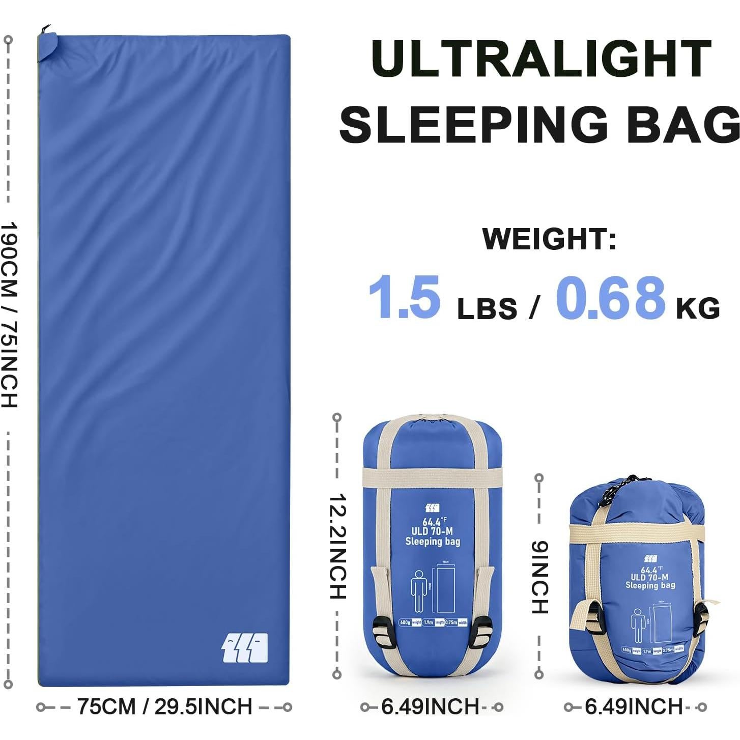 Saco de dormir ultraligero TANSTRIDER 190.5x76.2cm 0.68kg