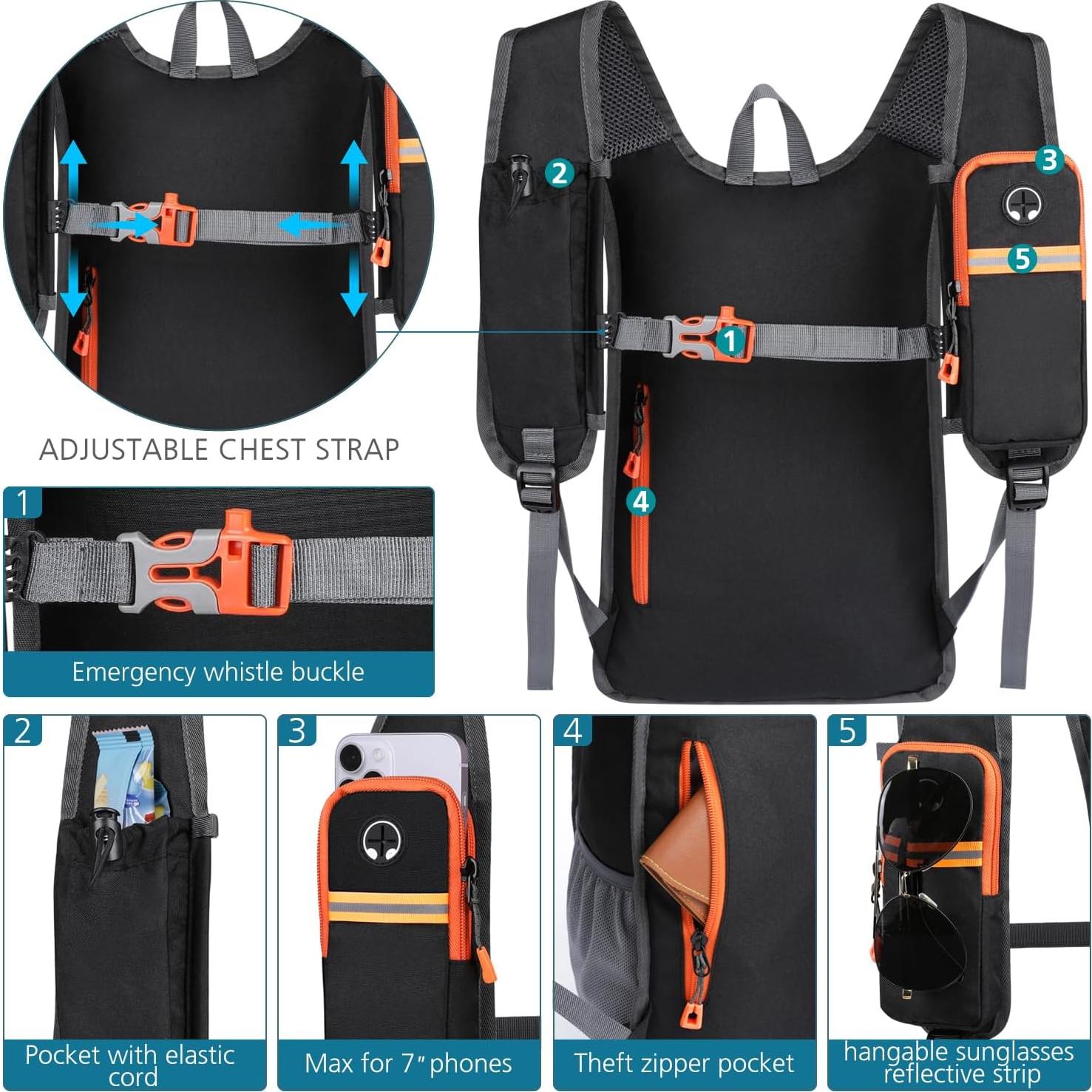 Mochila Plegable 15L Esup Negra para Senderismo y Viajes