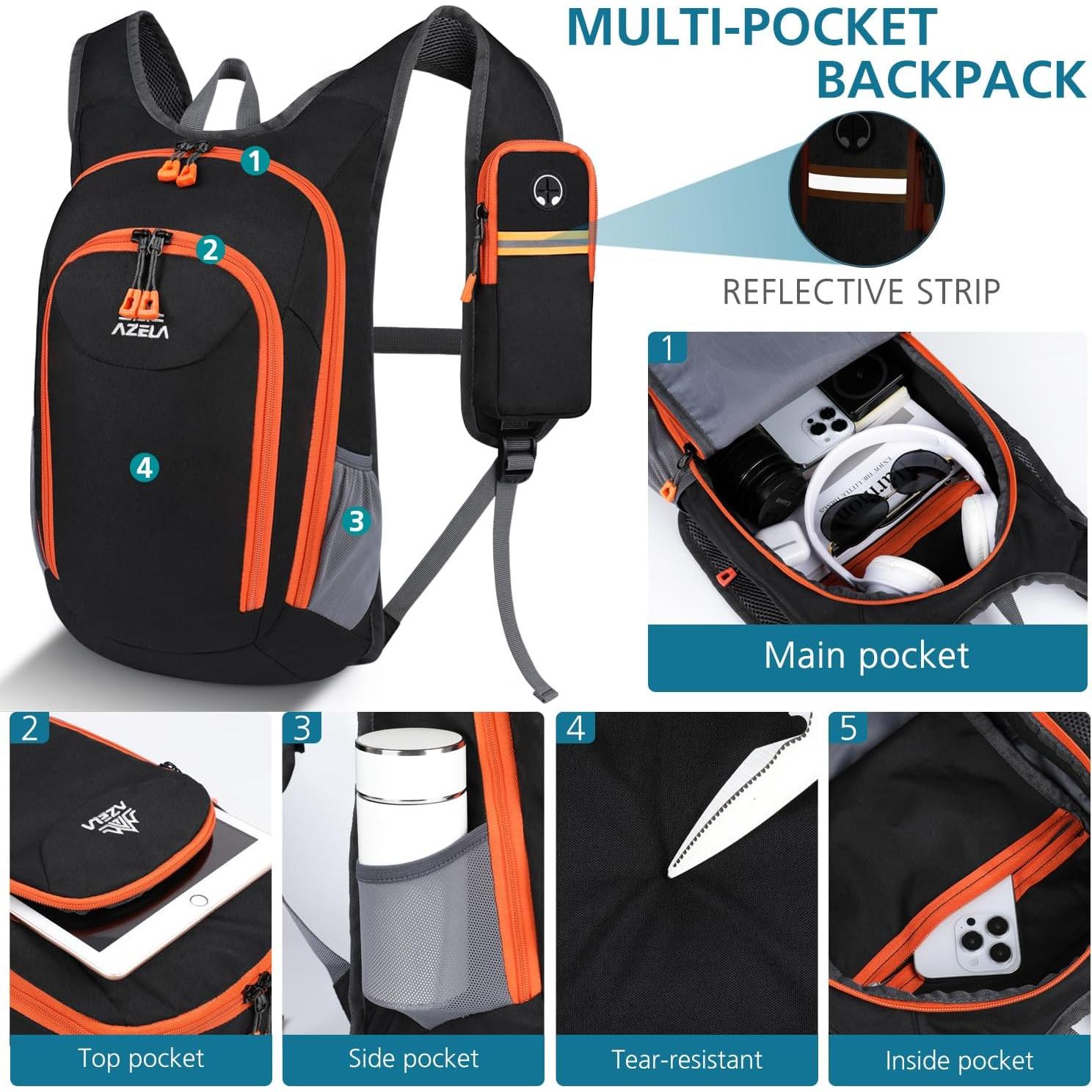 Mochila Plegable 15L Esup Negra para Senderismo y Viajes