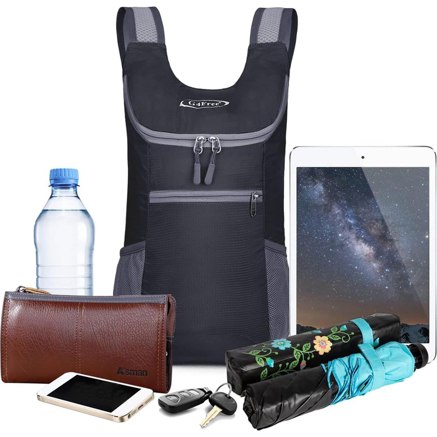 Mochila de Senderismo Plegable G4Free 11L Unisex Negra